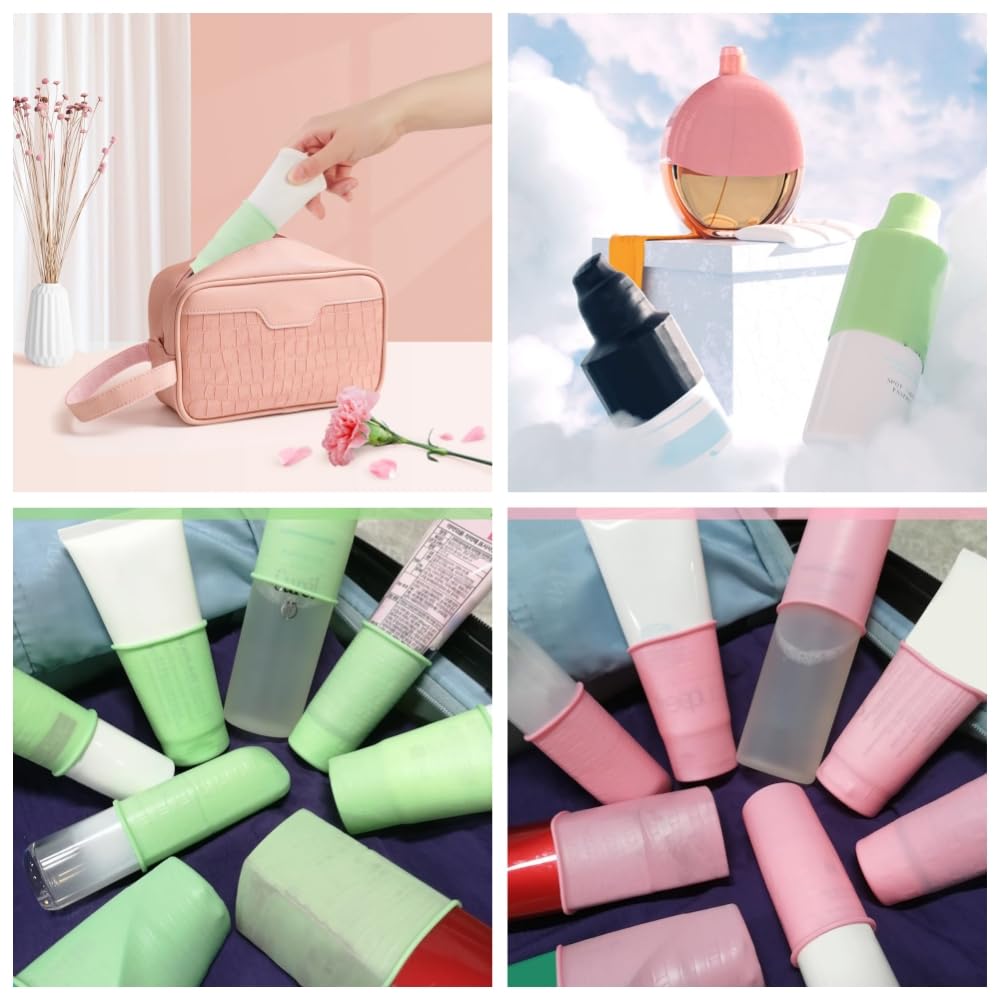 Astonandia 3 Pack Silicone Travel Bottle Covers - 100ml Leakproof Reusable Toiletry Sleeves for Shampoo, Lotion & Cosmetics (Multicolor) - Perfect for Airplane Carry-On, Gym Bag & Vacation Packing