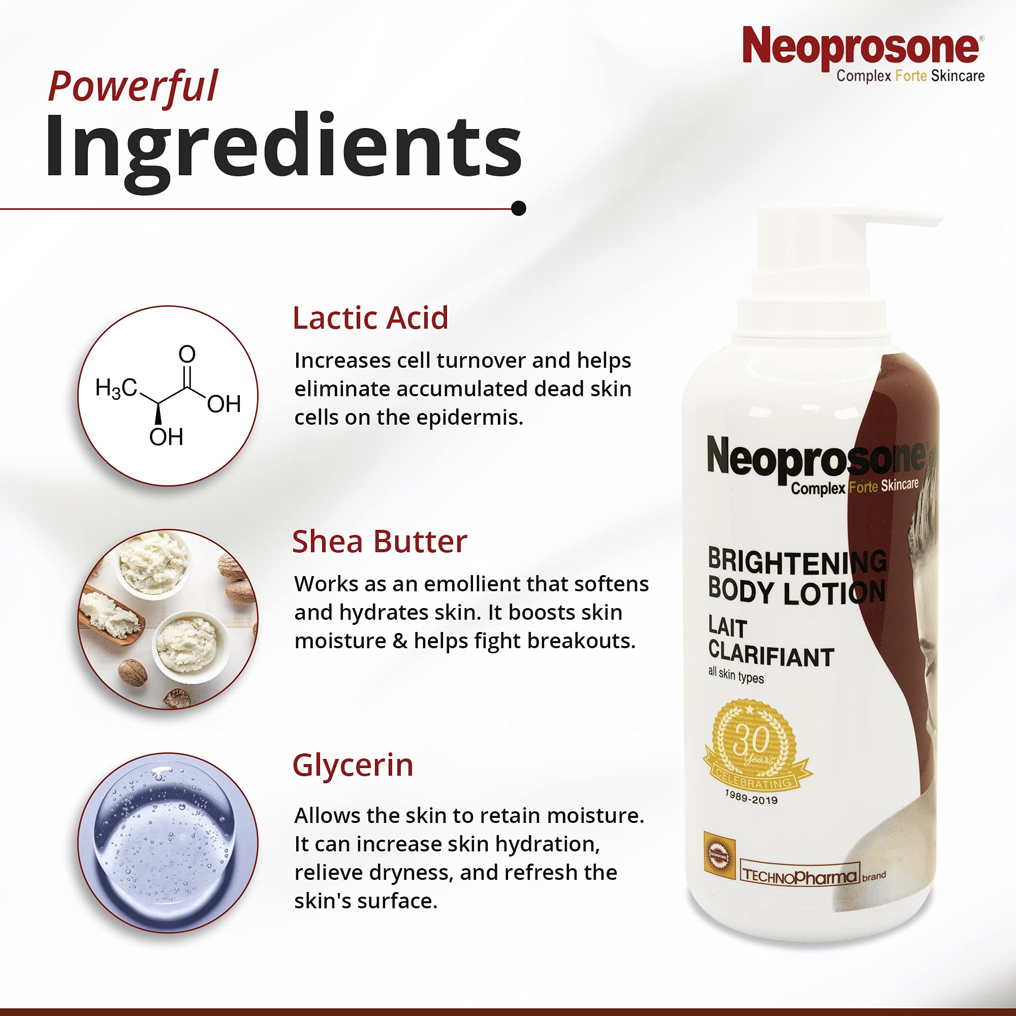 Neoprosone Lactic Acid Lotion 13.5 Fl oz (400ml) - AHA Exfoliating Body Cream with Shea Butter | Moisturizing Lotion for Dry Skin on Body, Knees, Armpits | Unisex Skincare for Women & Men | Perfect for Daily Hydration & Smoothing Rough Skin Areas