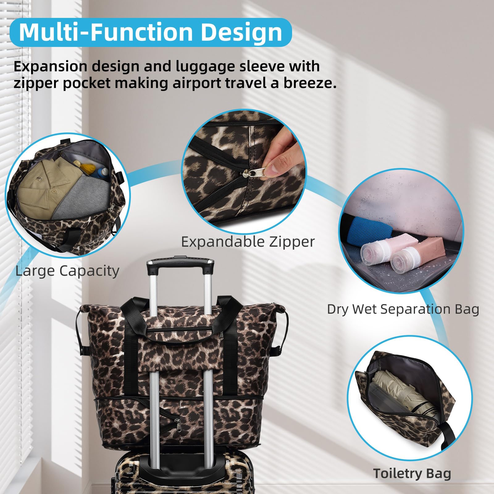 6-Piece Lavender Expandable Hardside Luggage Set with Spinner Wheels & TSA Lock - Lightweight PC+ABS Leopard Print Suitcases for Men & Women - Perfect for Air Travel, Family Vacations & Business Trips