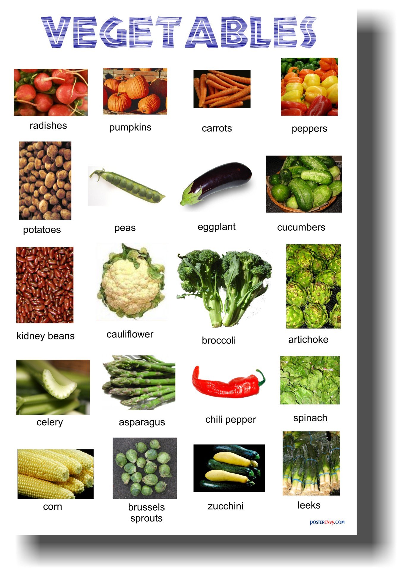 Healthy Eating Vegetables Poster - Educational Classroom Diet & Food Science Chart for Kids | Perfect for School, Homeschool & Nutrition Lessons