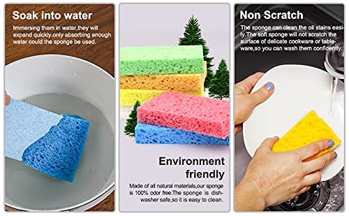 **ARCLIBER Heavy Duty Cellulose Kitchen Sponges – 6 Pack Eco-Friendly Scrub Sponges for Tough Messes, Non-Scratch Cleaning – Perfect for Dishes, Countertops & DIY Projects**