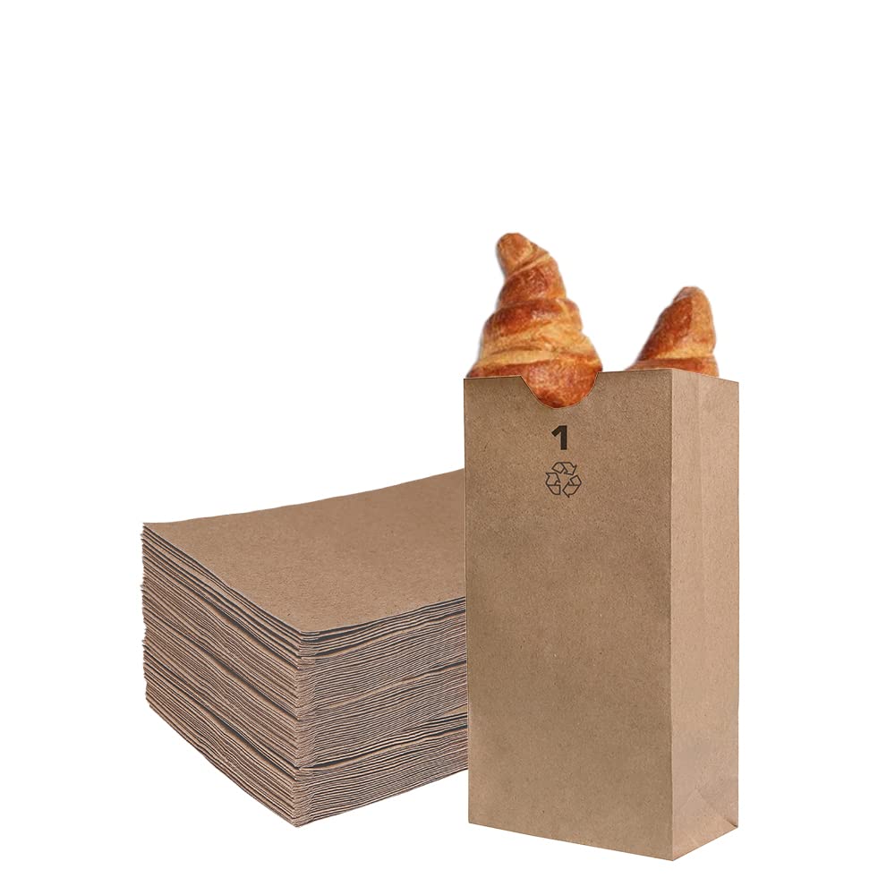EcoQuality 500 Mini Brown Kraft Paper Bags 1 lb - Small Lunch Bags, Snack Bags, Gift Bags for Parties, Grocery, Retail Merchandise (3.5