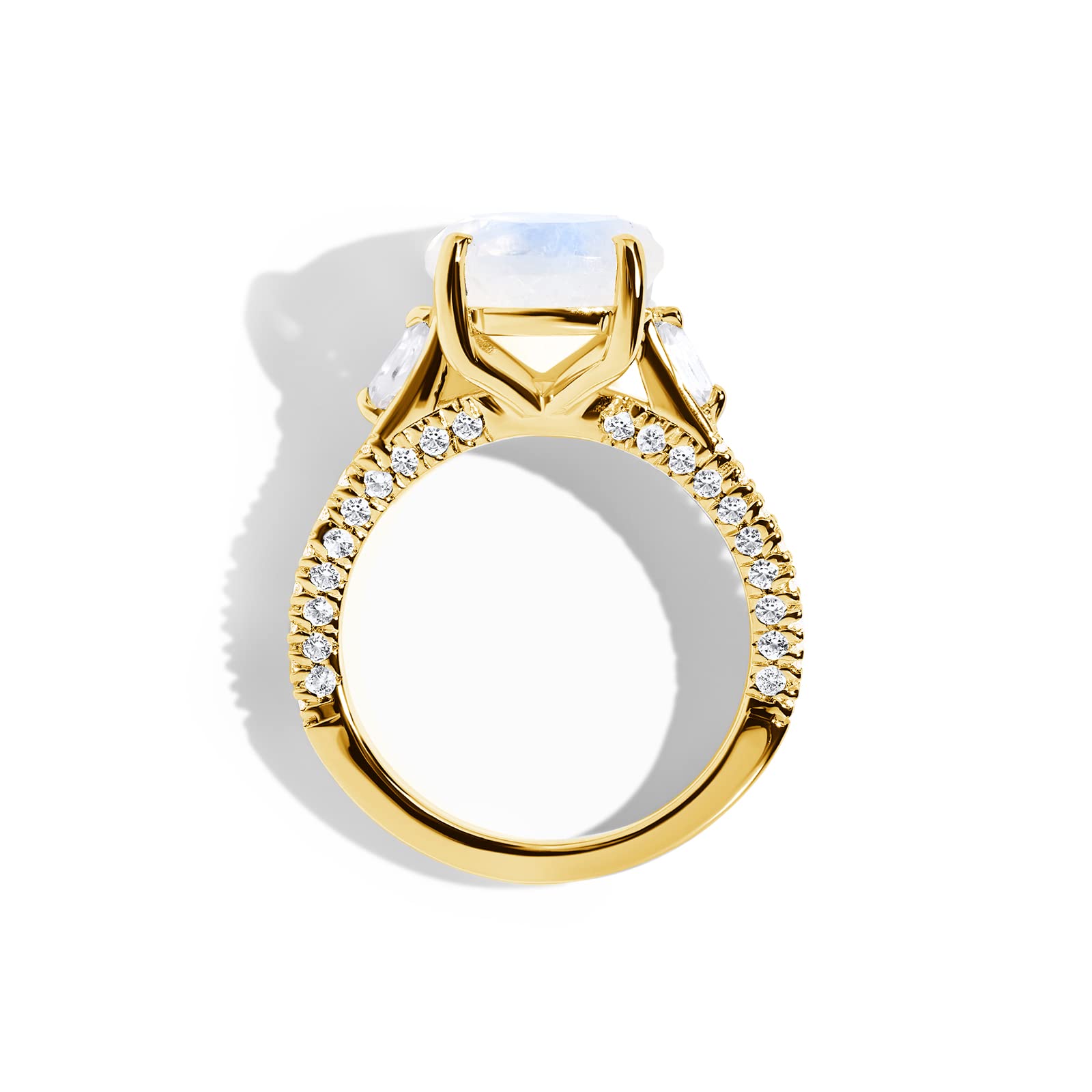 2 Carat Round Cut Moonstone Engagement Ring with Cubic Zirconia - 10K/14K/18K Gold Wedding Band for Women - Elegant Jewelry Gift for Her - Perfect for Proposals, Anniversaries & Special Occasions