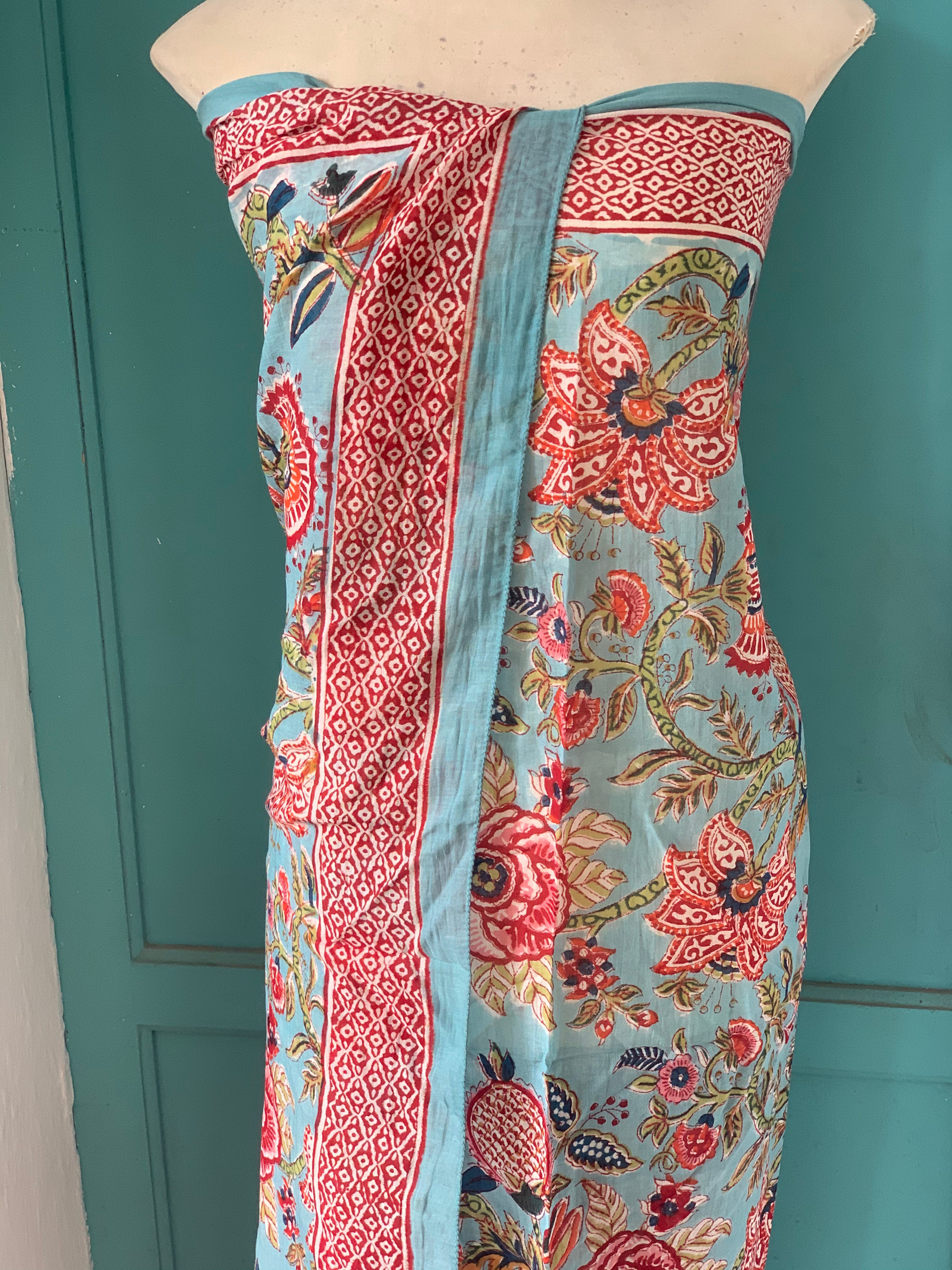 Hand Block Printed Cotton Sarong Pareo - New Collection for Beach, Pool & Summer Fashion | Stylish Cover-Up for Women