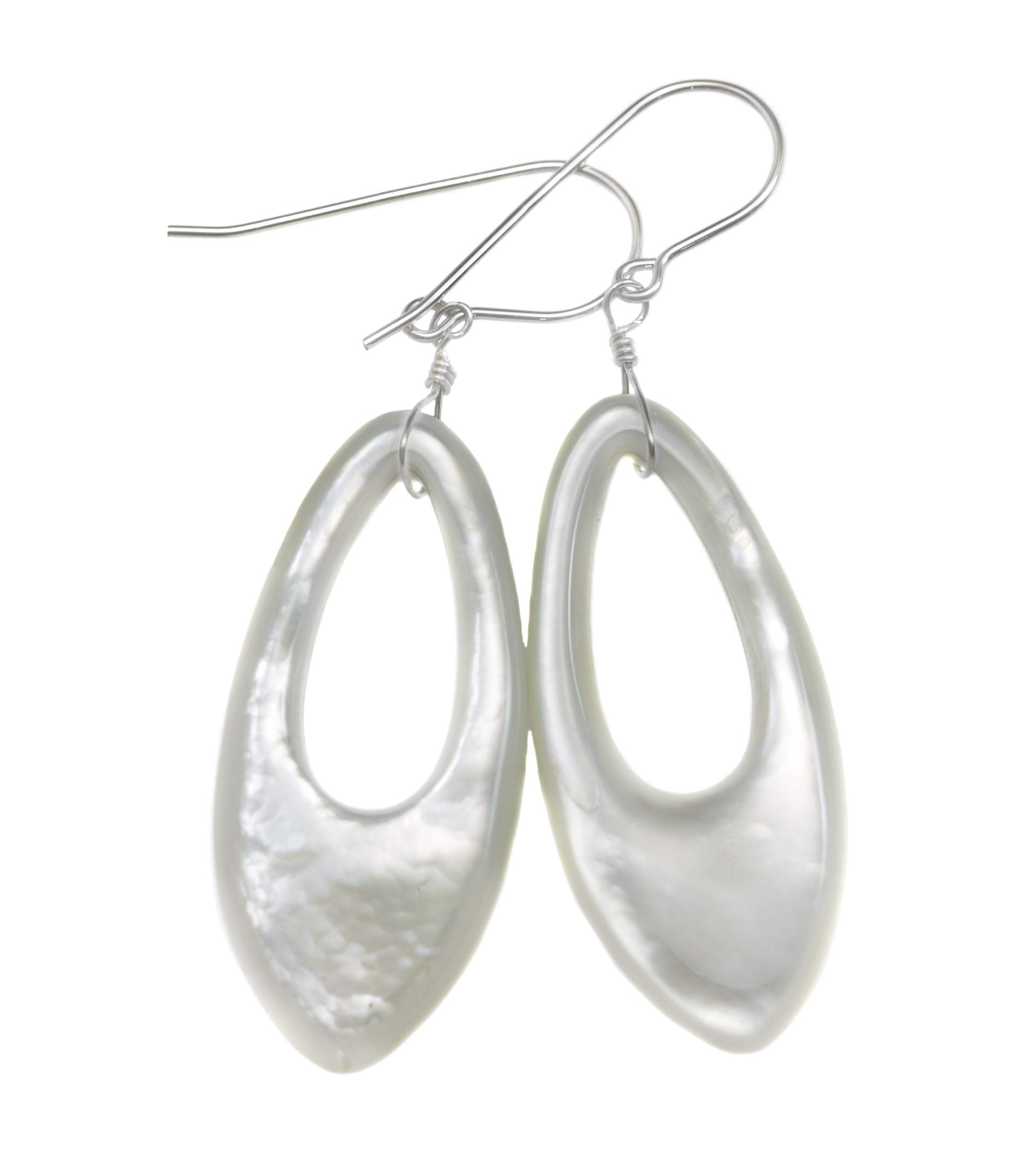 Handcrafted Mother of Pearl Earrings - Elegant White Teardrop Dangle Earrings (2 Inch) for Women | Perfect for Weddings, Parties & Everyday Wear