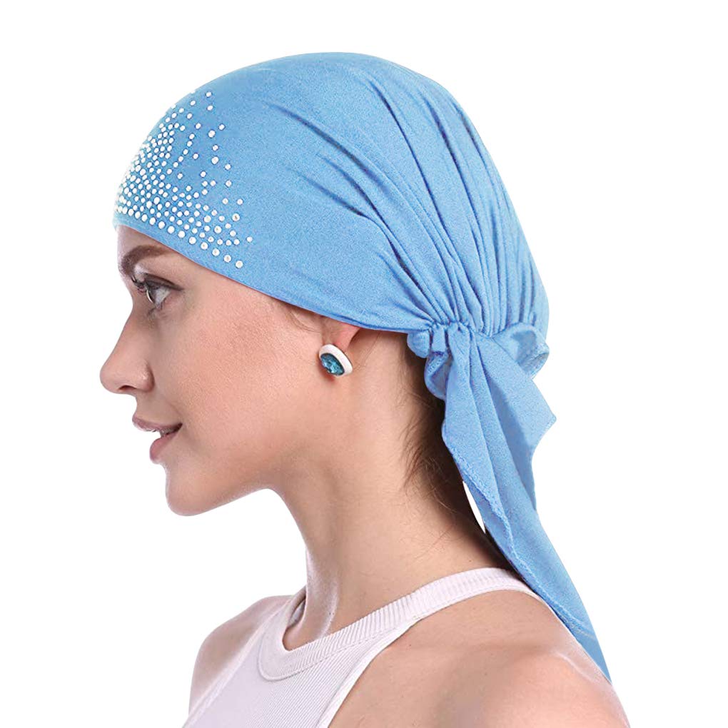 IPENNY Stretchy Chemo Beanie for Women - Soft Crystal Turban Head Wrap & Skull Cap for Cancer, Alopecia Hair Loss - Comfortable Headscarf for Daily Wear, Hospital Visits & Outdoor Activities