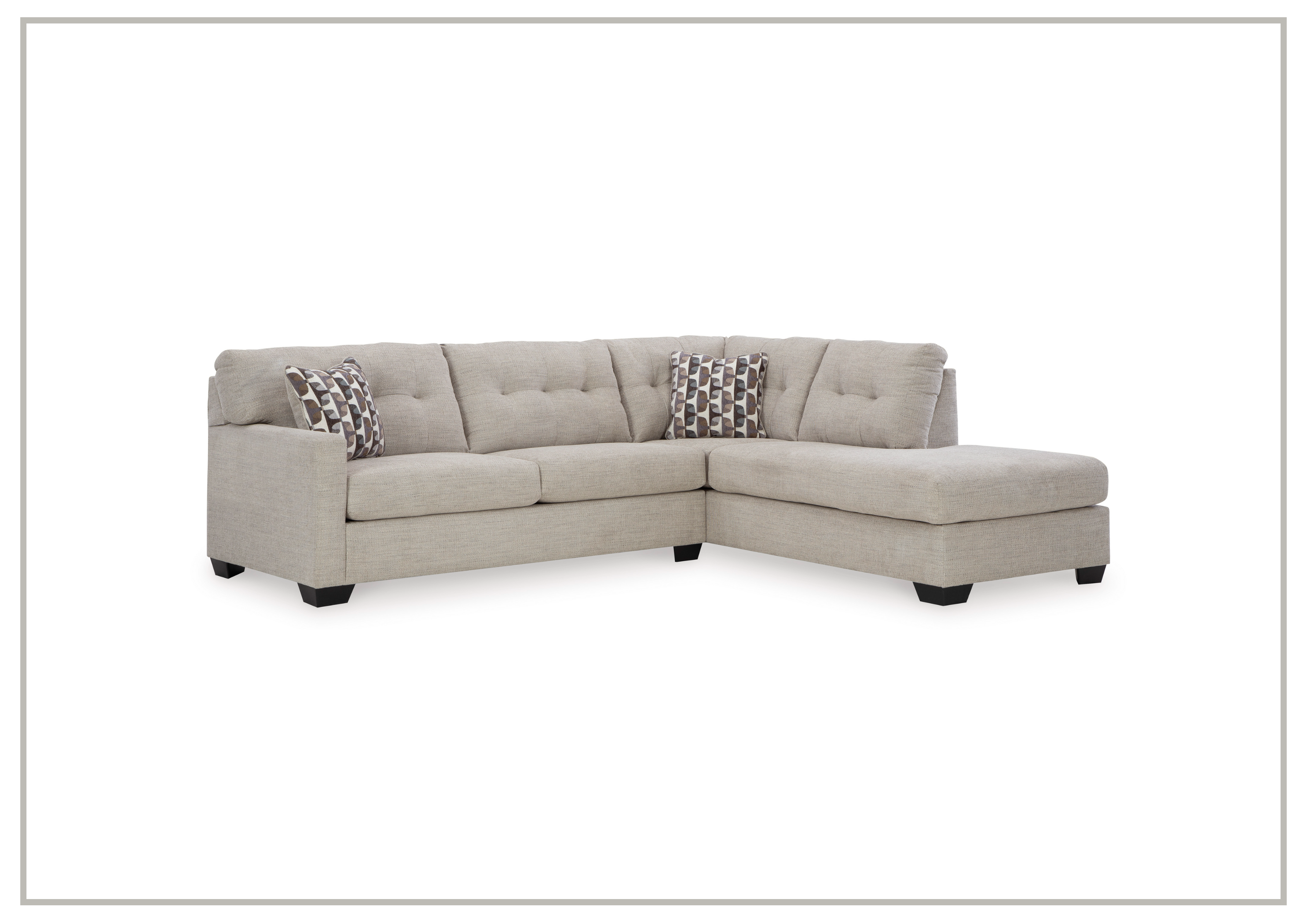 Gio Italia Marston Fabric 2-Piece Sleeper Sectional Sofa with Chaise Lounge | Light & Dark Color Options | Perfect for Small Spaces & Guest Rooms