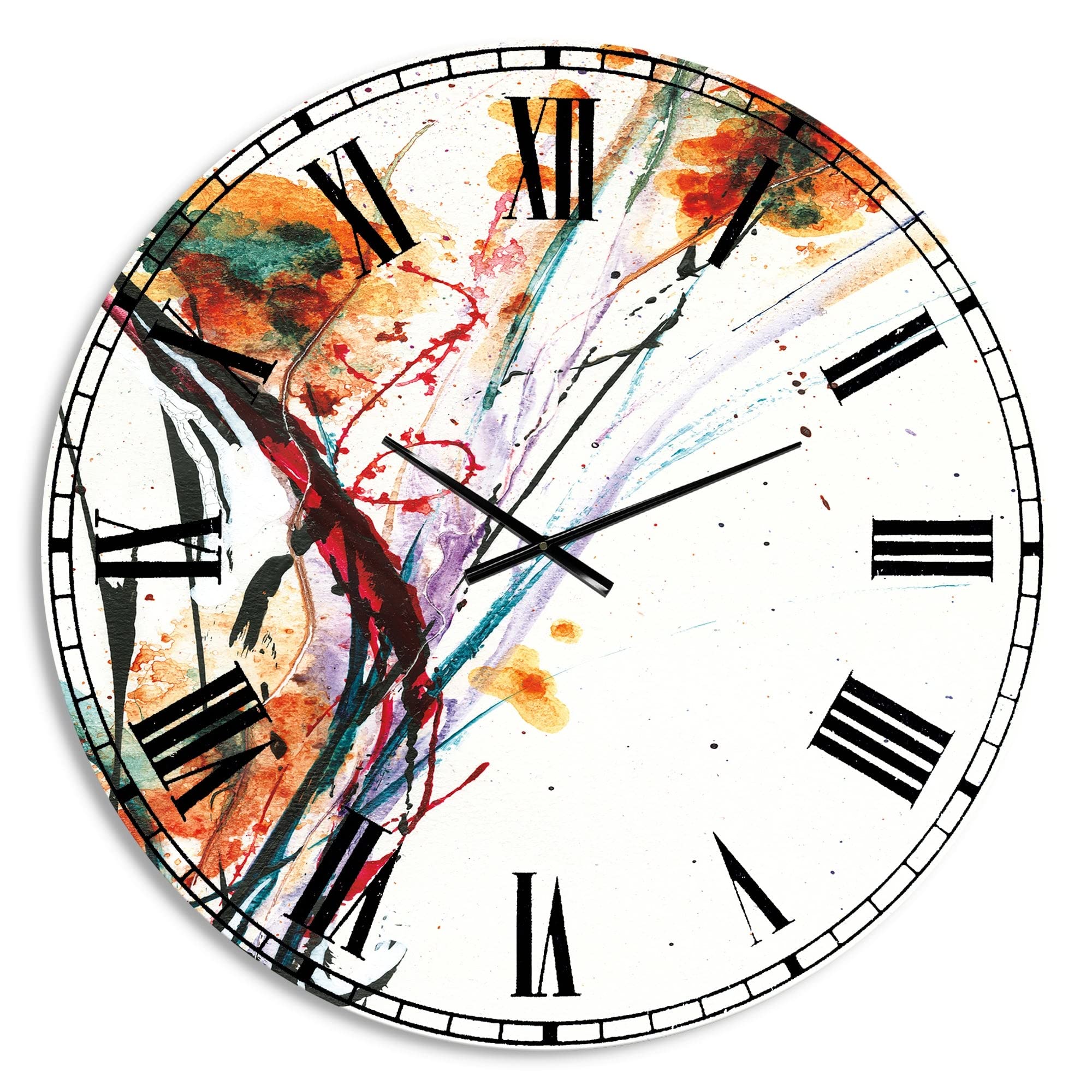 Abstract Orange Flowers Large Wall Clock - 23