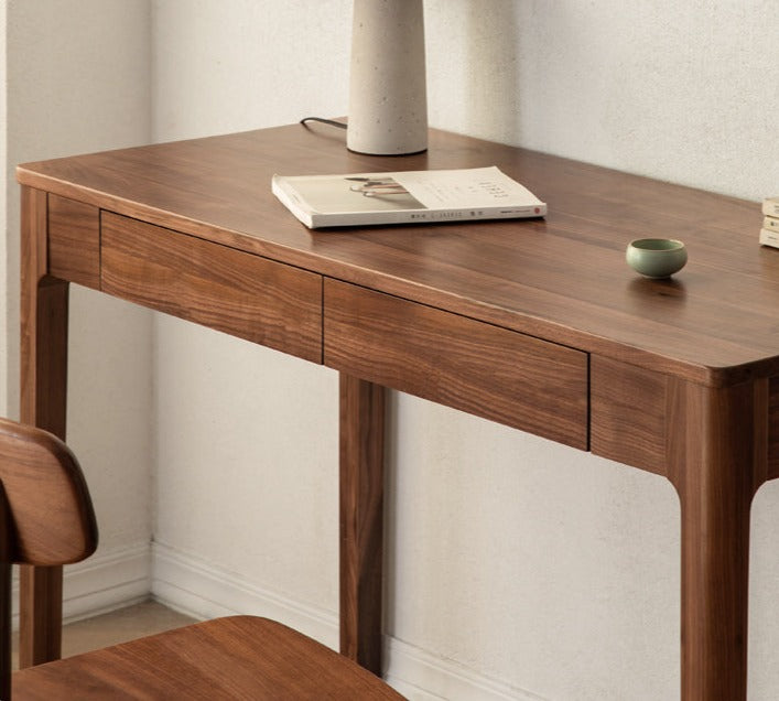 Premium Black Walnut Solid Wood Office Desk - Handcrafted Executive Workstation for Home & Business | Durable Writing Table for Study, Remote Work & Professional Workspaces
