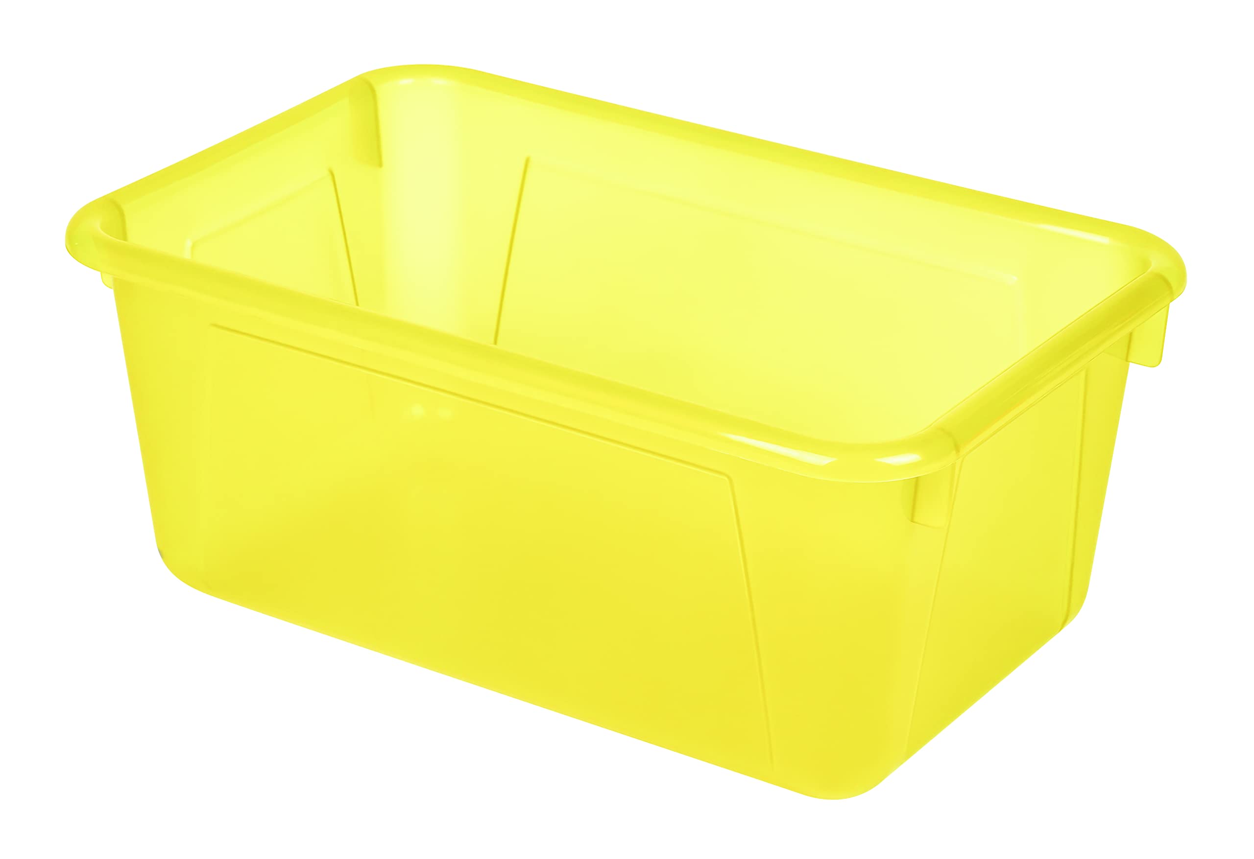 Storex Small Plastic Storage Bins 12.2 x 7.8 x 5.1 Inches - 5-Pack Colorful Cubby Organizer Bins in Candy Yellow (62476U05C) - Perfect for Classroom, Office, Kids Room & Home Organization