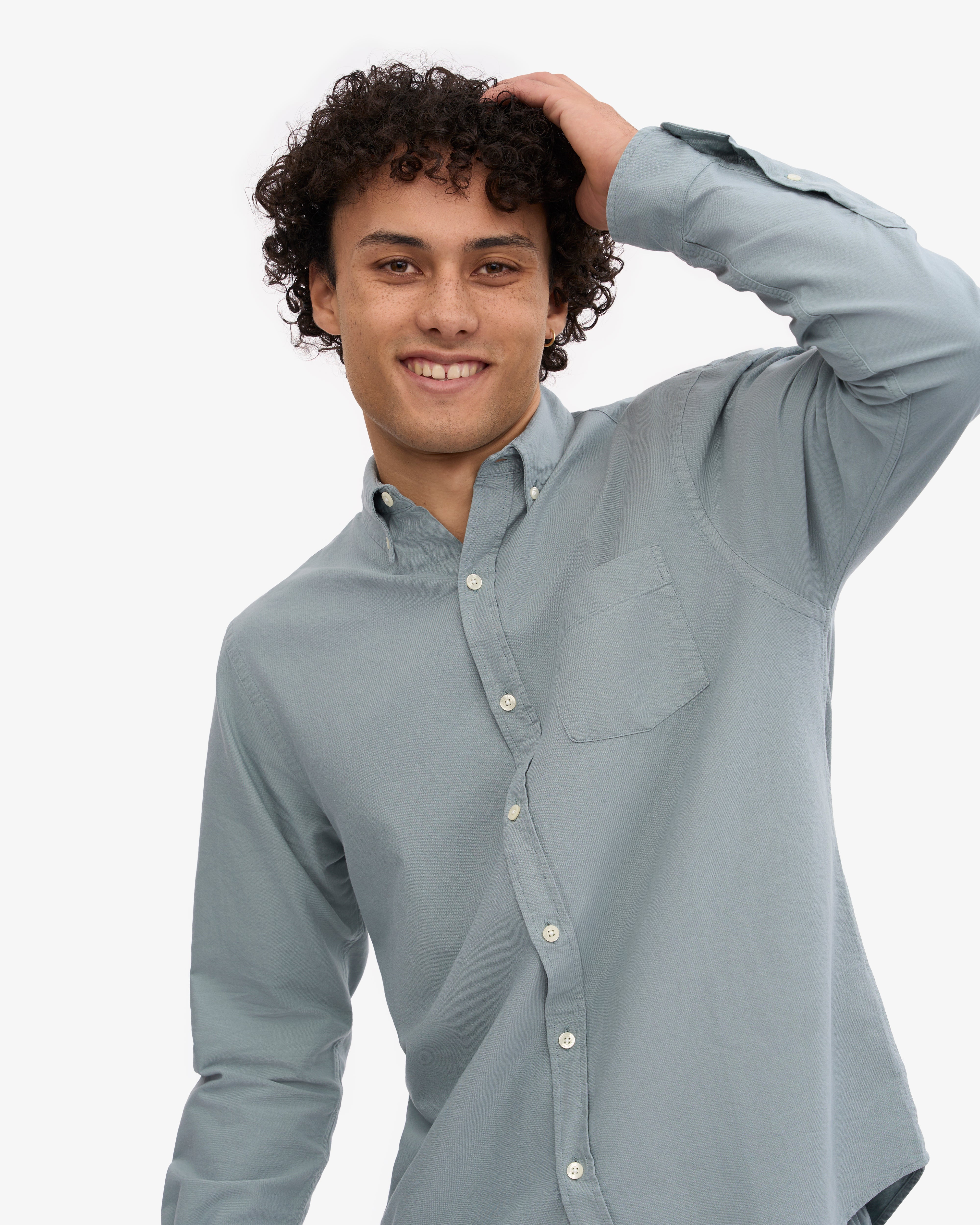 Organic Cotton Button Down Shirt for Men - Soft Steel Blue Casual Dress Shirt - Perfect for Office, Business Meetings & Smart Casual Outfits