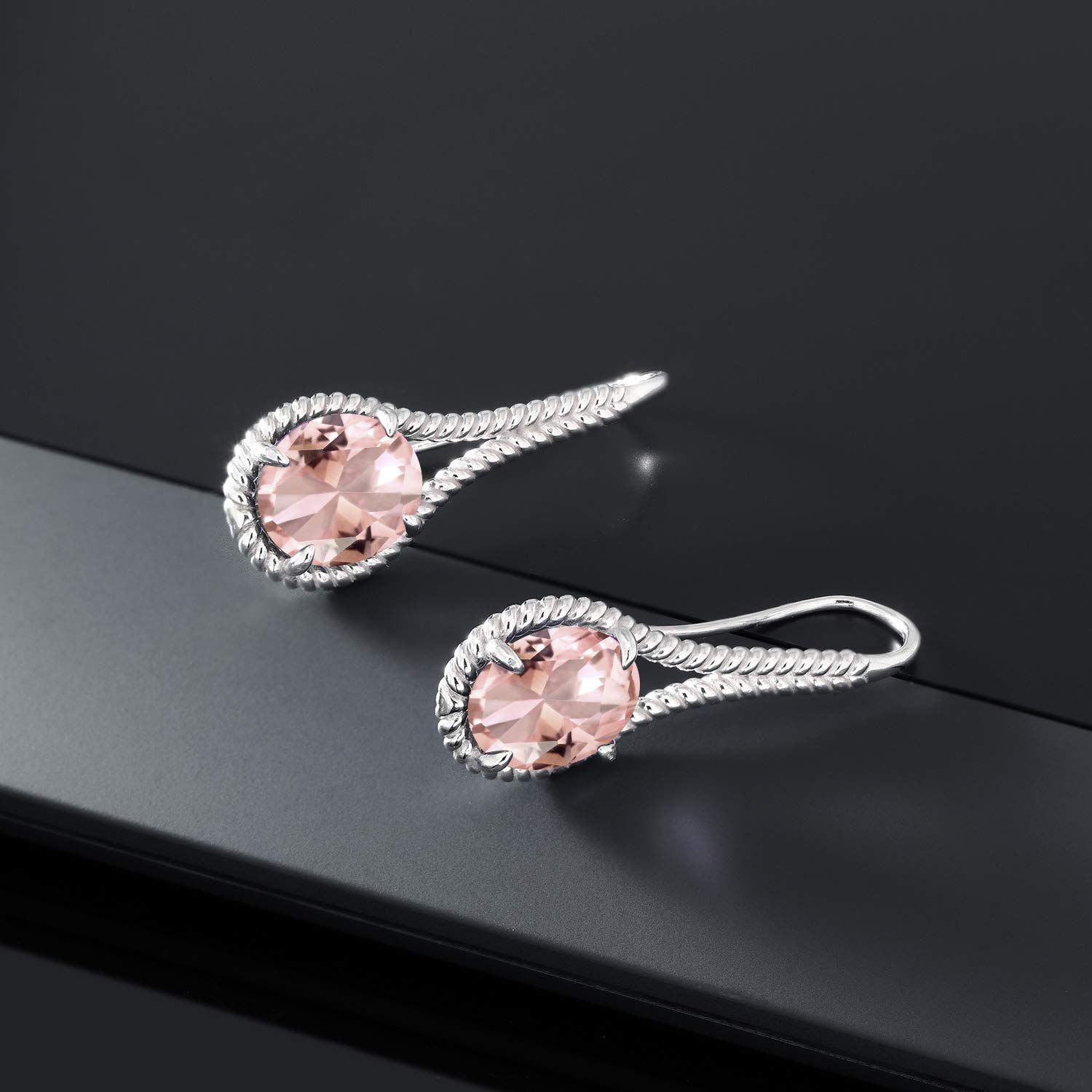 Gem Stone King 12x10mm Oval Gemstone Dangle Earrings for Women - 925 Sterling Silver Birthstone French Wire Drop Earrings (1.18 Inch) | Perfect Gift for Birthday, Anniversary & Special Occasions | Elegant Jewelry for Parties, Weddings & Everyday Wear