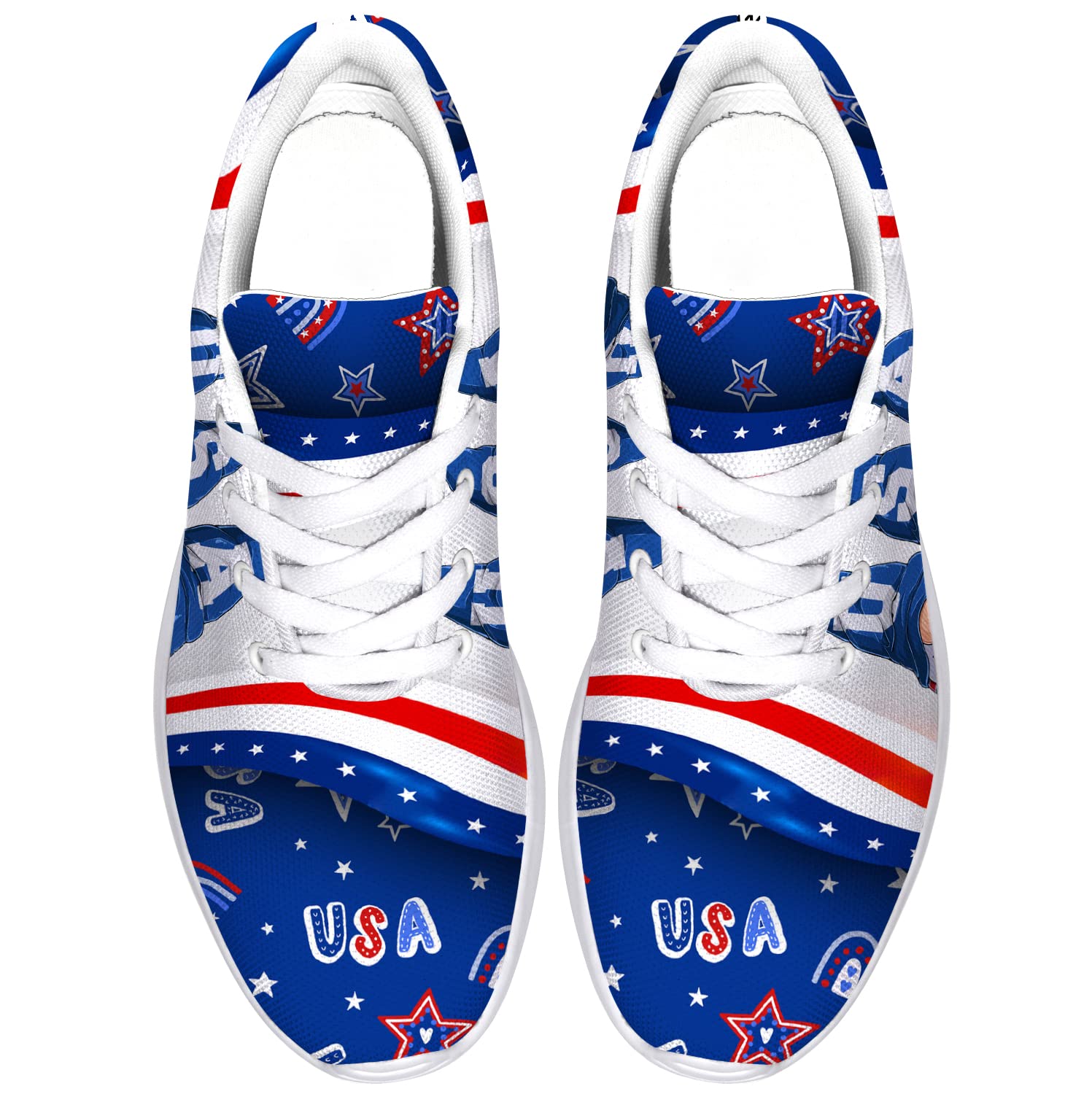 **Women's Men's Girls Tennis Shoes - Athletic Running Sneakers with Cute Gnomes Design - 4th of July Patriotic Walking Shoes - Gifts for Women & Ladies - US Size 12 Women/10.5 Men - Dark Blue - Perfect for Running, Walking & Casual Wear**
