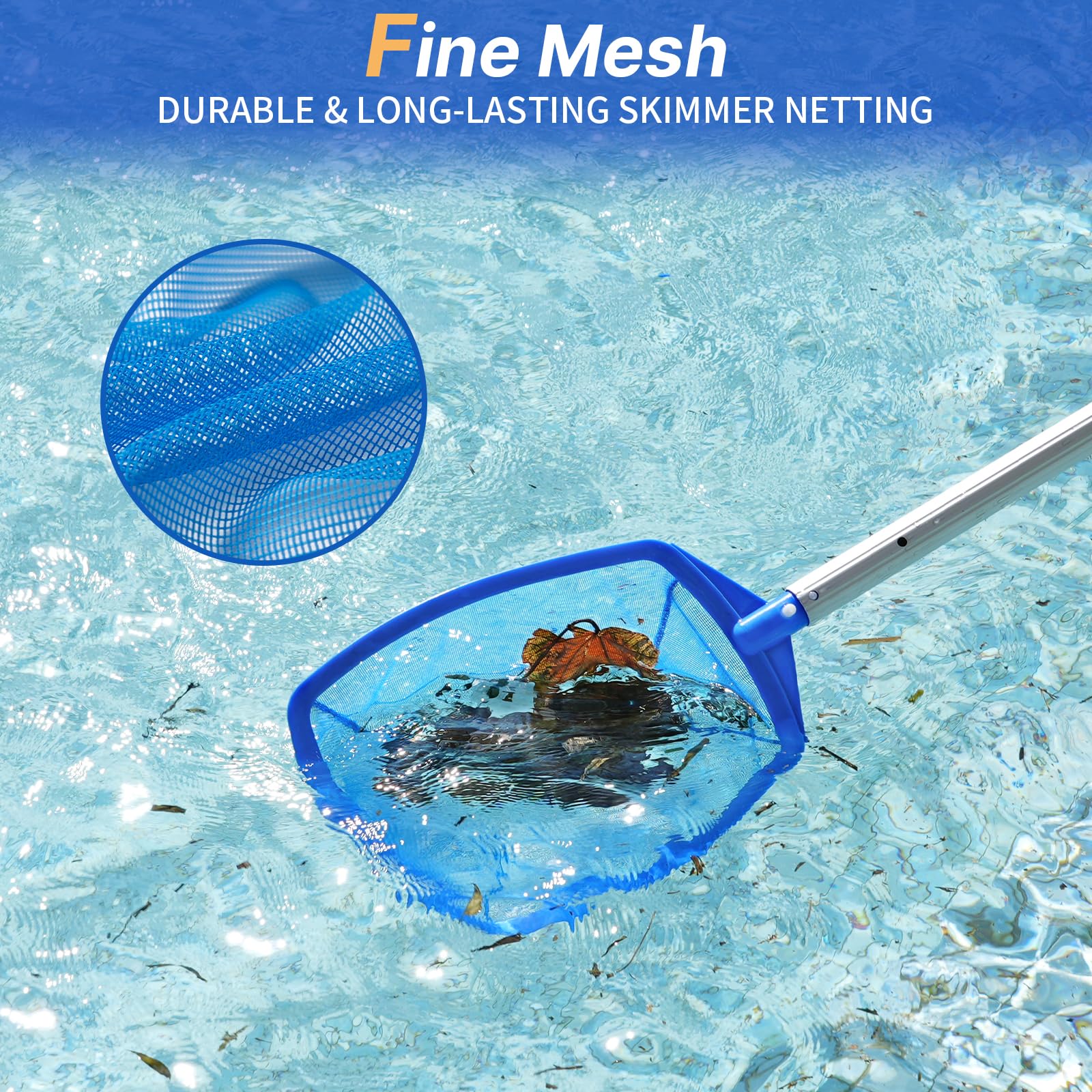 Tavaleu Pool Skimmer Net - Heavy Duty Leaf Skimmer for Swimming Pools, Reinforced Frame Design, No Pole Included | Perfect for In-Ground & Above Ground Pool Maintenance, Backyard Cleaning