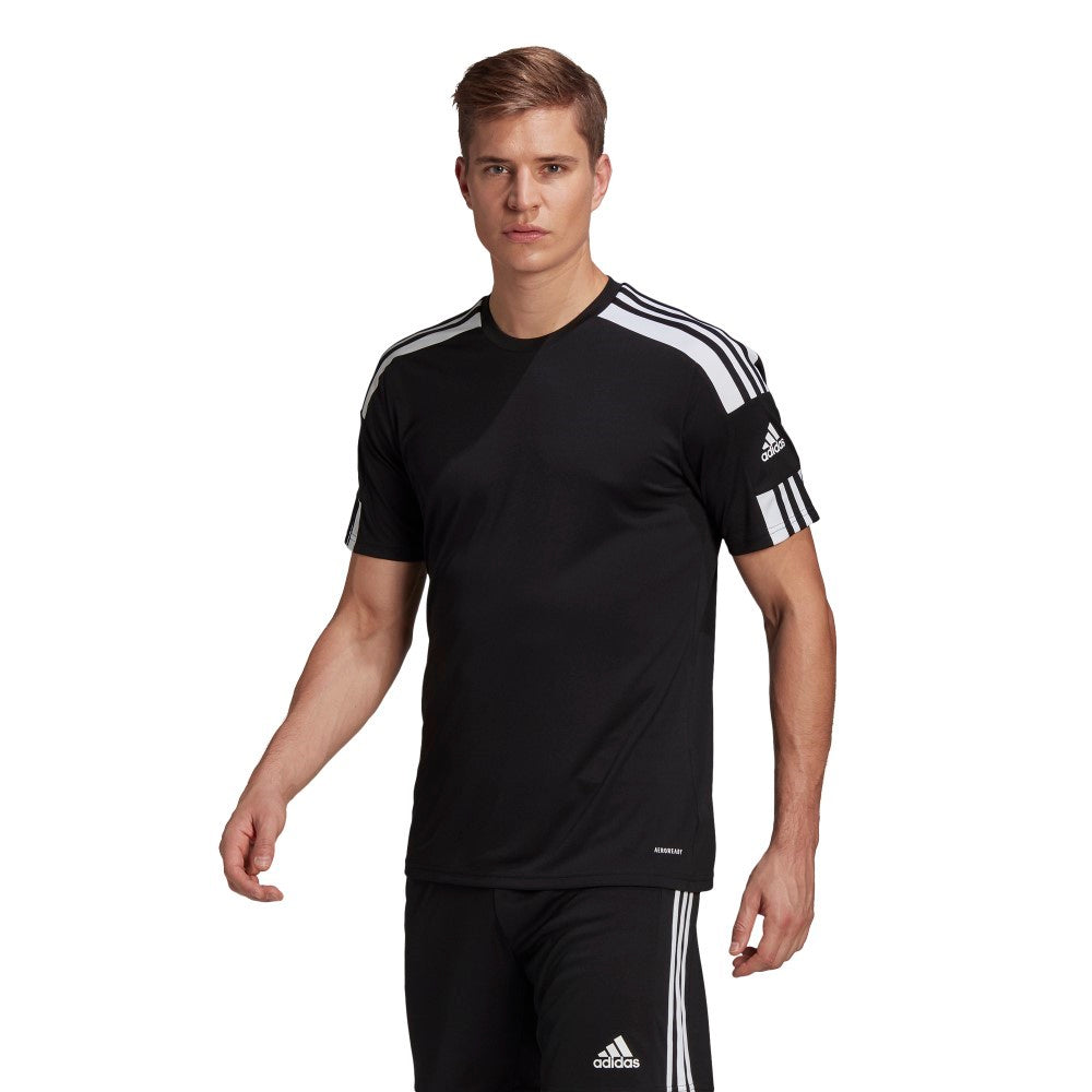 Adidas Adult Squadra 21 Soccer Jersey - Black & White - Breathable Performance Shirt for Men - Perfect for Training, Matches & Fan Wear
