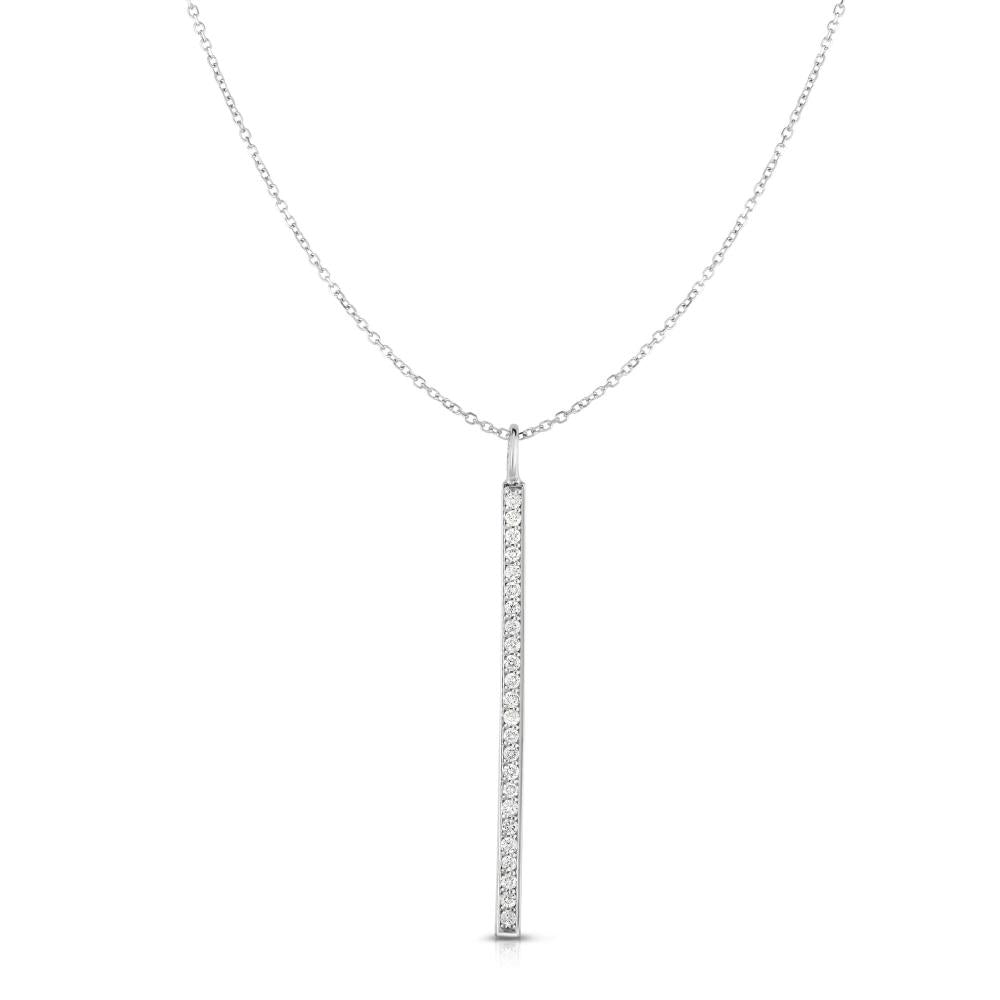 14K Gold .25ct Diamond Bar Necklace for Women - Elegant Minimalist Pendant Necklace Jewelry Gift for Her - Perfect for Anniversary, Birthday & Valentine's Day