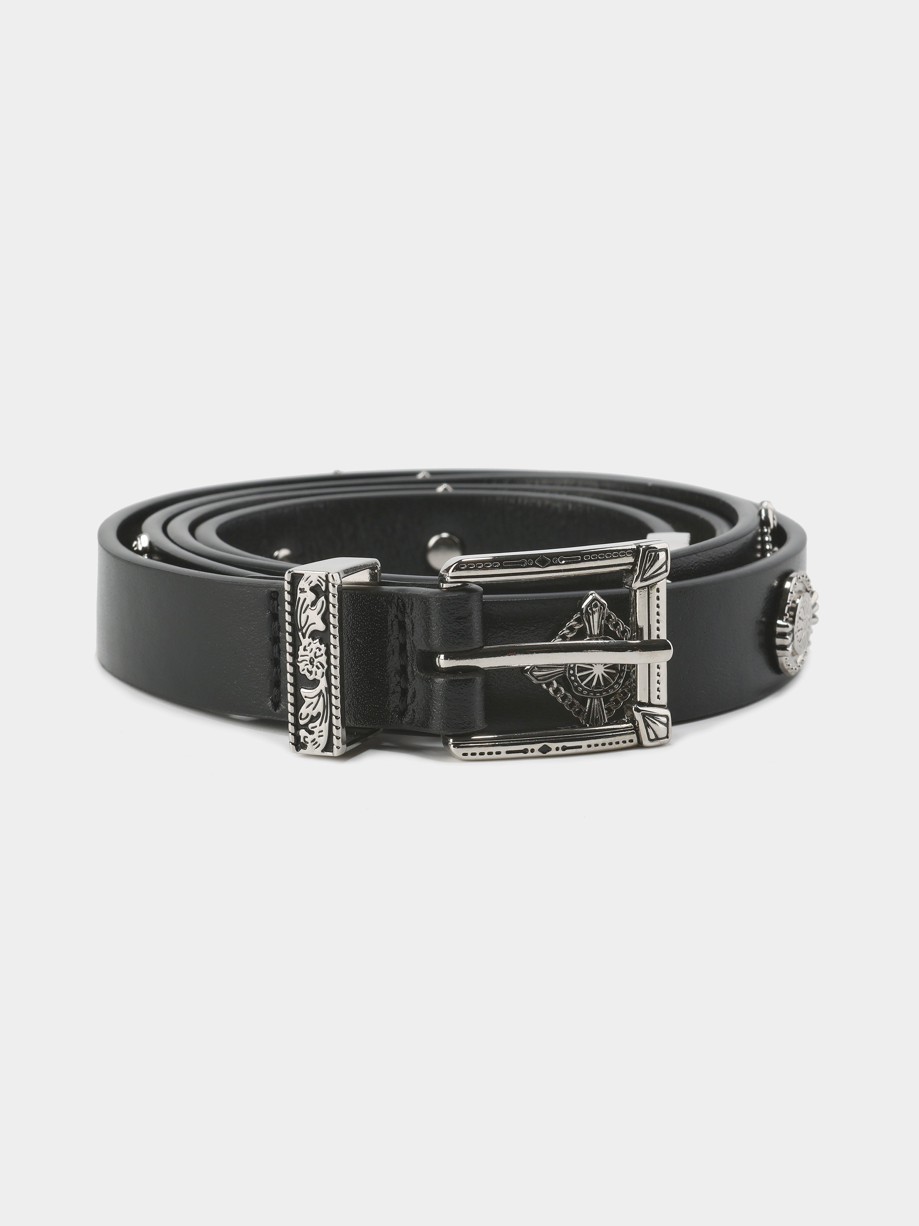 Future Darkness Studded Leather Belt for Men & Women - Gothic Punk Fashion Accessory for Concerts, Parties & Everyday Wear