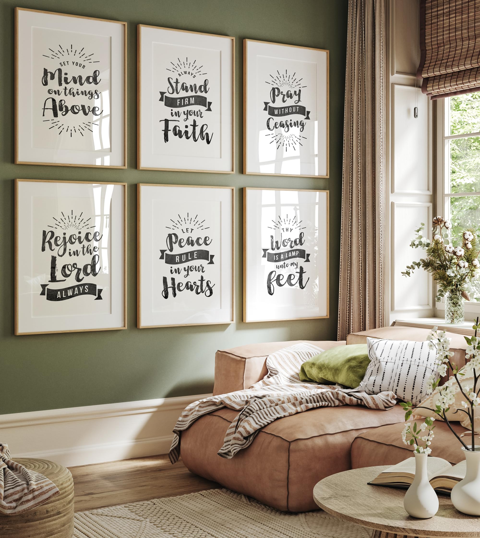 Christian Scripture Wall Art Prints - Set of 6 Unframed 8x10 Chalkboard Bible Verses for Home, Church & Classroom Decor | Inspirational Living Room, Bedroom & Office Wall Decor | Perfect for Faith-Based Gifts & Spiritual Spaces