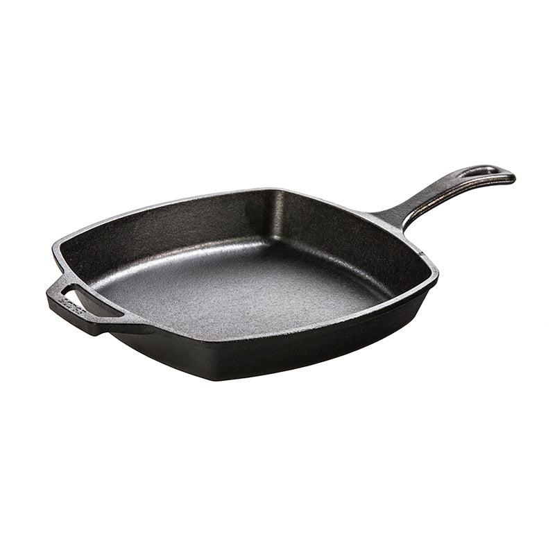 Premium 10-Inch Cast Iron Square Skillet - Pre-Seasoned Heavy Duty Grill Pan for Steak, Burgers & Pancakes - Perfect for Stovetop, Oven & Outdoor Cooking