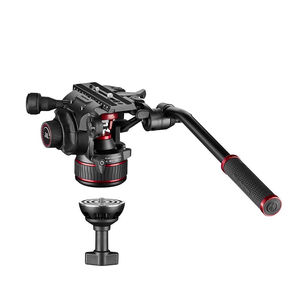 Manfrotto Nitrotech 608 Fluid Video Tripod Head with Carbon Fiber Legs - Professional DSLR, Mirrorless & Cinema Camera Support (14kg Payload) - Perfect for Film Production, Live Streaming & Outdoor Videography