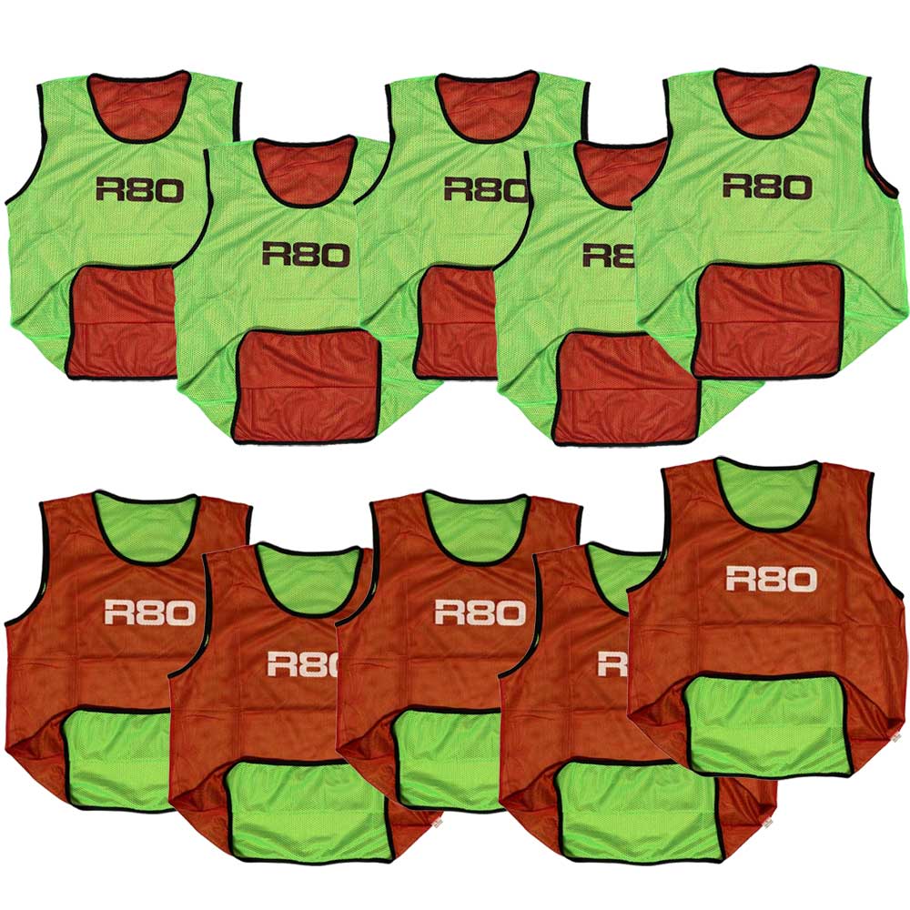 R80 Pro Reversible Training Bibs - Set of 10 for Basketball, Soccer & Volleyball - Moisture-Wicking Sports Shorts for Men & Women - Gym & Workout Essentials