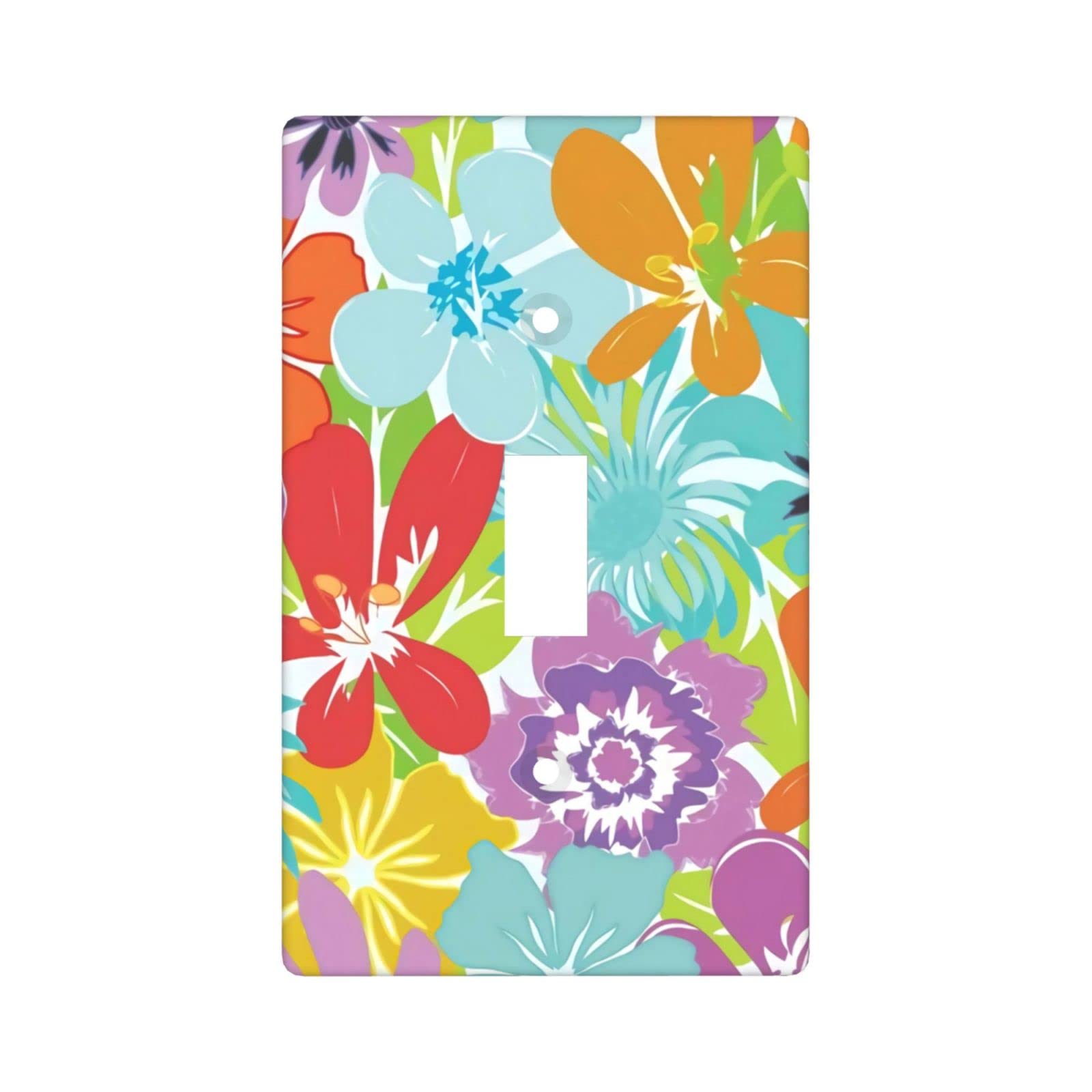 Decorative Blue Purple Red Flower Light Switch Cover - Single Toggle Wall Plate for Home & Kitchen Decor (1 Gang, PHOI511) | Perfect for Bedroom, Living Room & Nursery Wall Decor