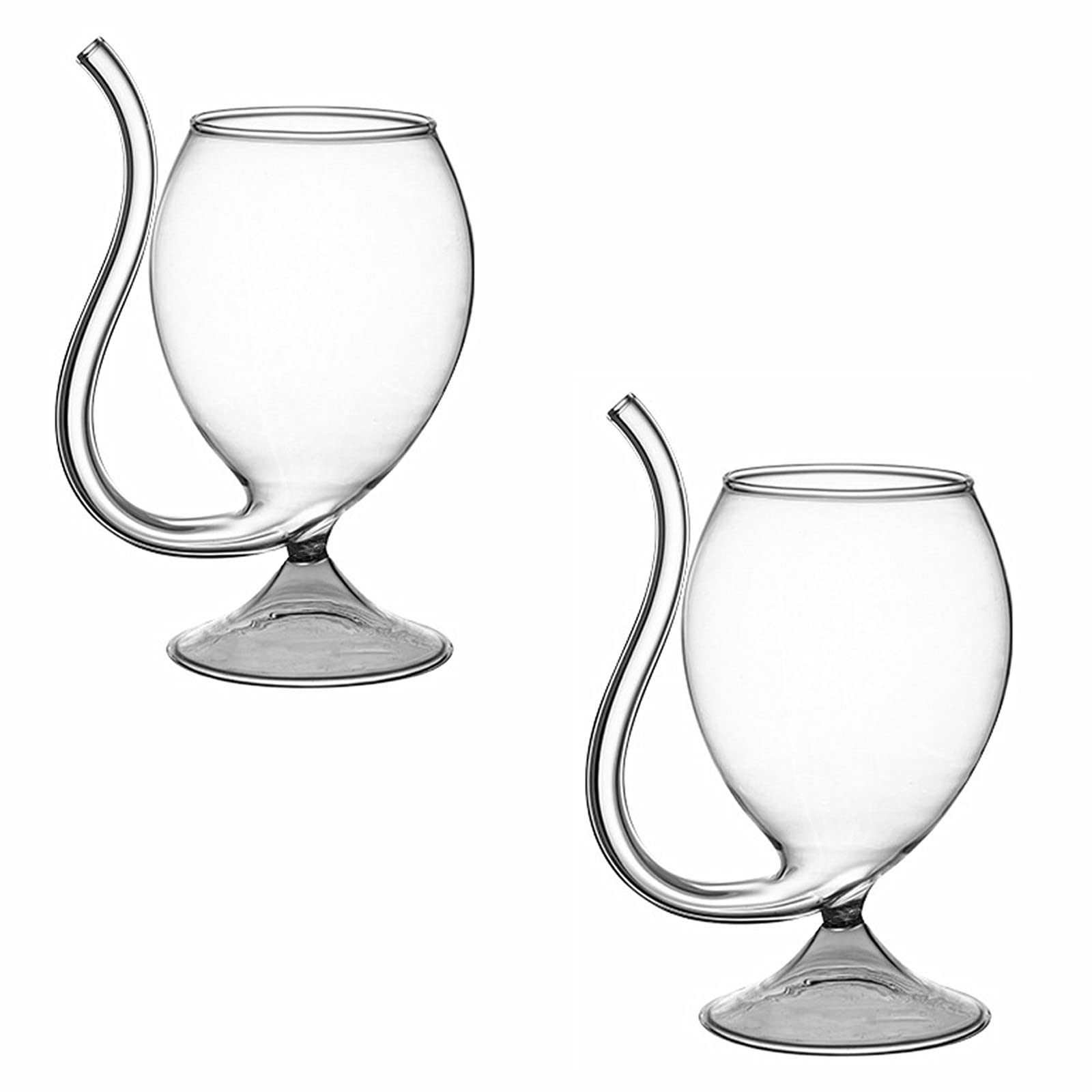 Set of 2 Vampire Wine Glasses with Drinking Tube - Creative Glass Cups for Wine, Champagne, Juice & Whiskey - Clear Martini Glasses for Party, Bar, Club & Home Use - Perfect for Halloween, Gothic Parties & Themed Events