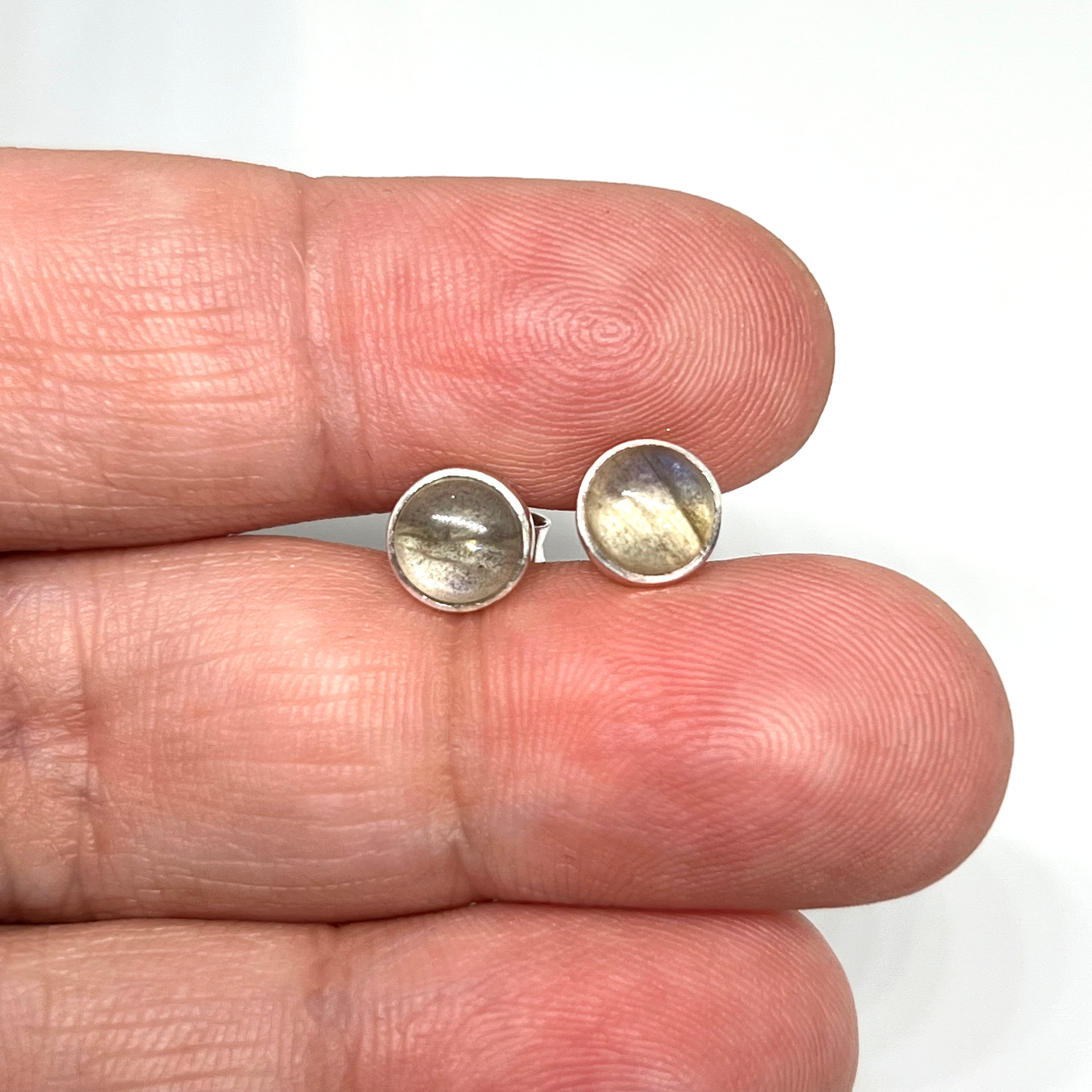 5.5mm Round Cabochon Bezel Set Stud Earrings - PSE017 - Perfect for Everyday Wear, Gift Giving & Special Occasions