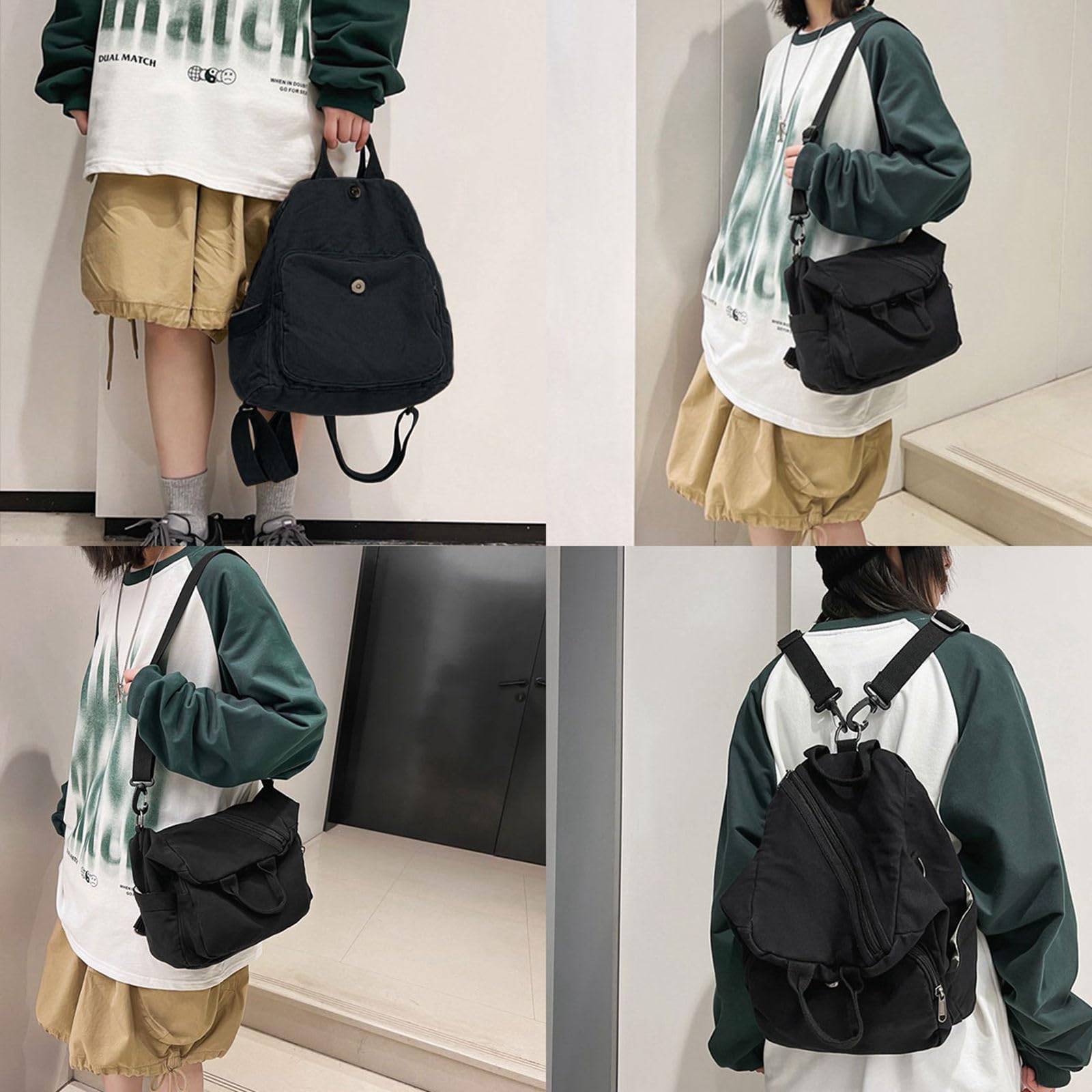 Stylish Canvas Backpack for Women & Men - Lightweight Small Daypack with Purse Compartment - Perfect for Work, School & Travel (Black) | Durable Casual Backpack for Daily Use, Commuting & Outdoor Activities