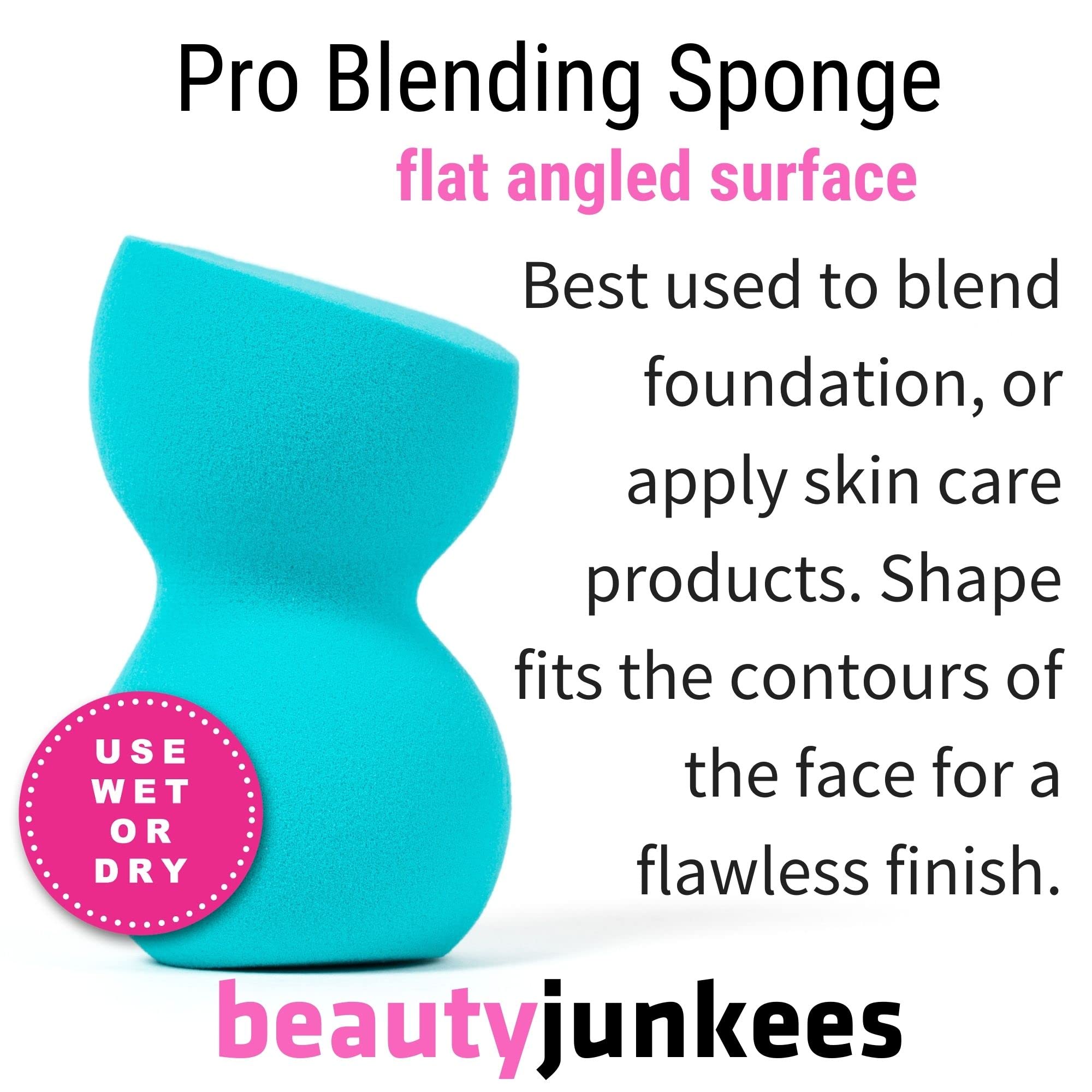 Beauty Junkees Makeup Sponge Blender - Blue Sculptor Foundation Sponge for Liquid, Cream & Powder | Latex-Free Cosmetic Blender for Wet & Dry Application | Perfect for Flawless Makeup Blending & Contouring