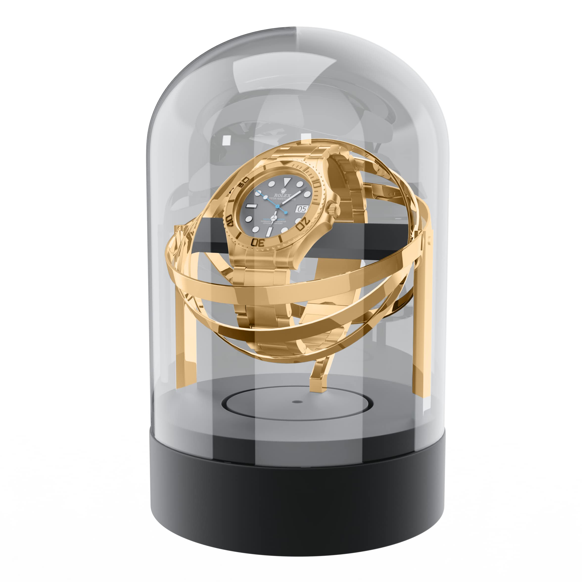 Premium Automatic Watch Winder for Rolex - Orbit Gold Single Mechanical Watch Winder Box with Gyro Gyroscope Technology | Perfect for Travel, Display & Watch Collection Storage