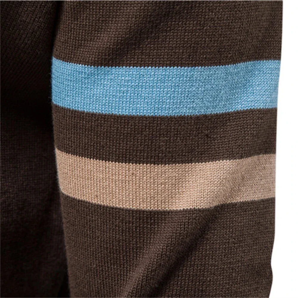 100% Cotton Men's Zipper Cardigan - Casual Patchwork Knit Sweater for Autumn & Winter | Warm Fashion Pullover for Youth & Adults | Perfect for Office, Dating & Outdoor Activities