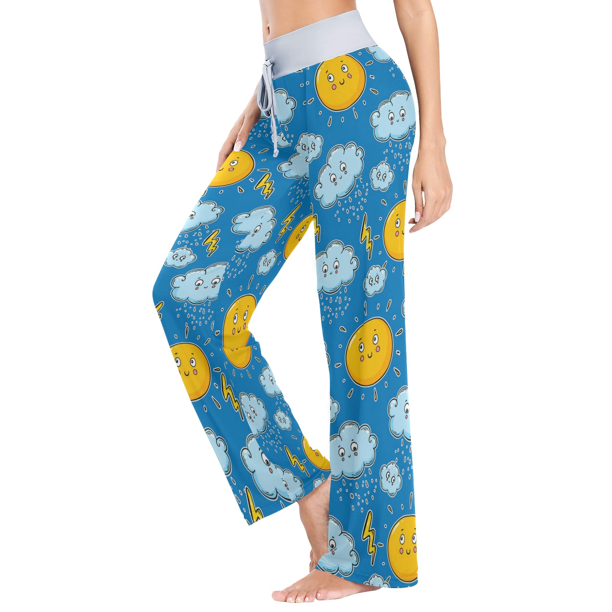 Women's Loose Casual Comfortable Pajama Pants with Drawstring - Wide Leg Palazzo Lounge Pants for Sleep, Yoga & Home Relaxation