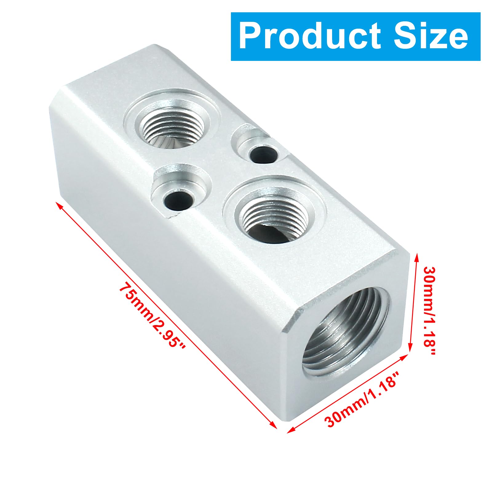 2 Way Pneumatic Manifold Air Distribution Block - G1/2 Supply Port & G1/4-Inch Output Port - High Pressure Air Compressor Manifold Fitting for Industrial Automation & Pneumatic Systems