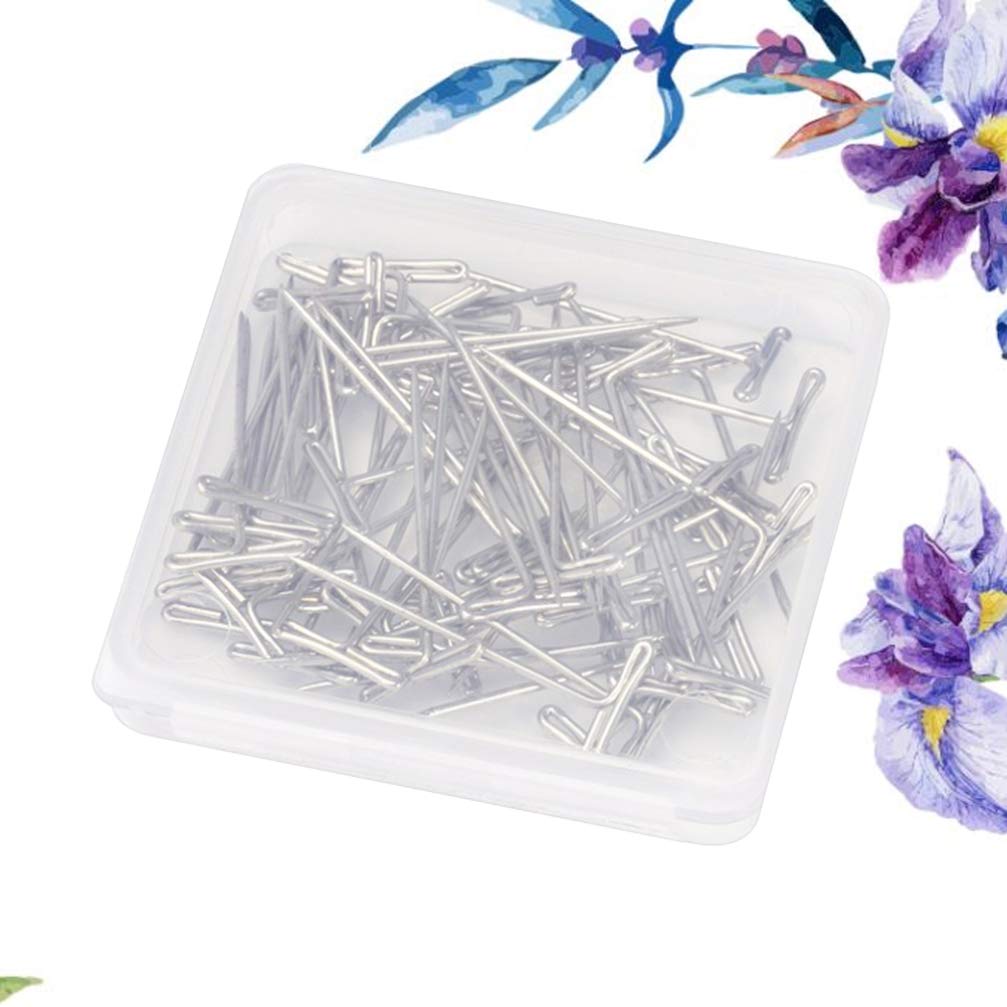 Exceart 50Pcs Wig T Pins with Plastic Transparent Storage Box - Secure Hold for Wigs & Hair Extensions - Perfect for Styling, Cosplay & Salon Use