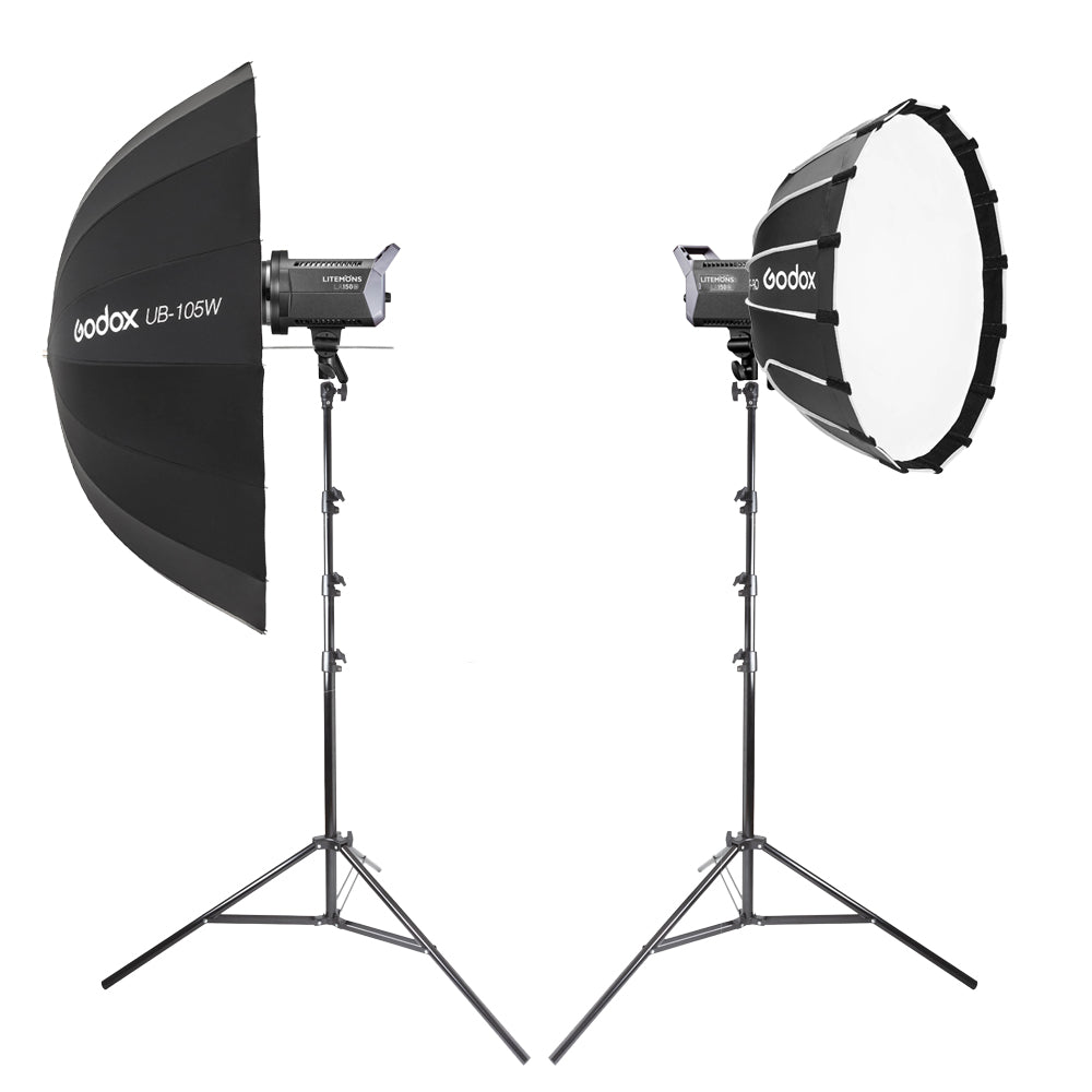 Litemons LA150Bi 190W Twin LED Photography Light Kit with QR P60T Softbox & UB 105W Umbrella - Perfect for Studio, Portrait, and Product Photography