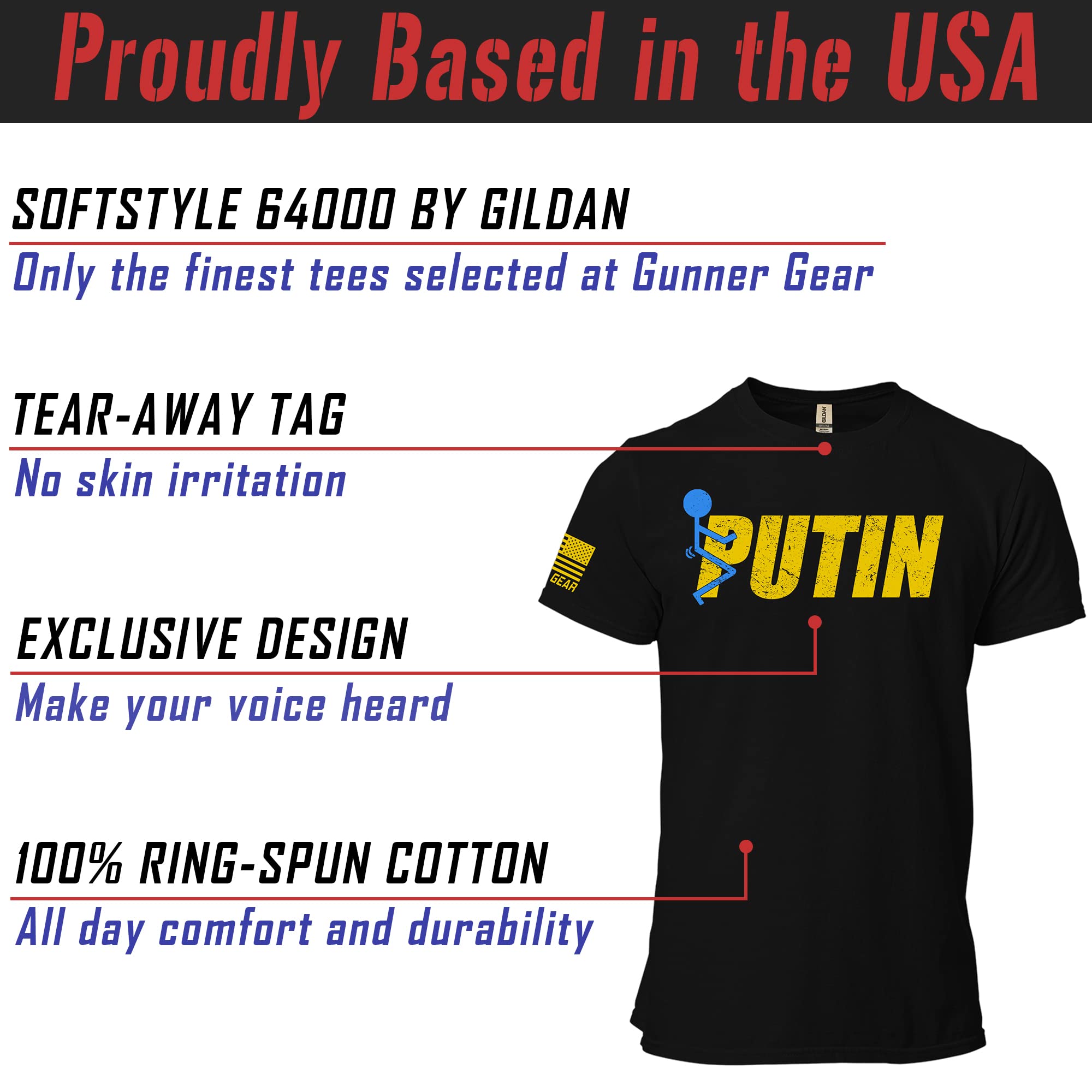 Gunner Gear Puck Futin Shirt - Funny Stand Strong T-Shirt for Men & Women - Casual Wear