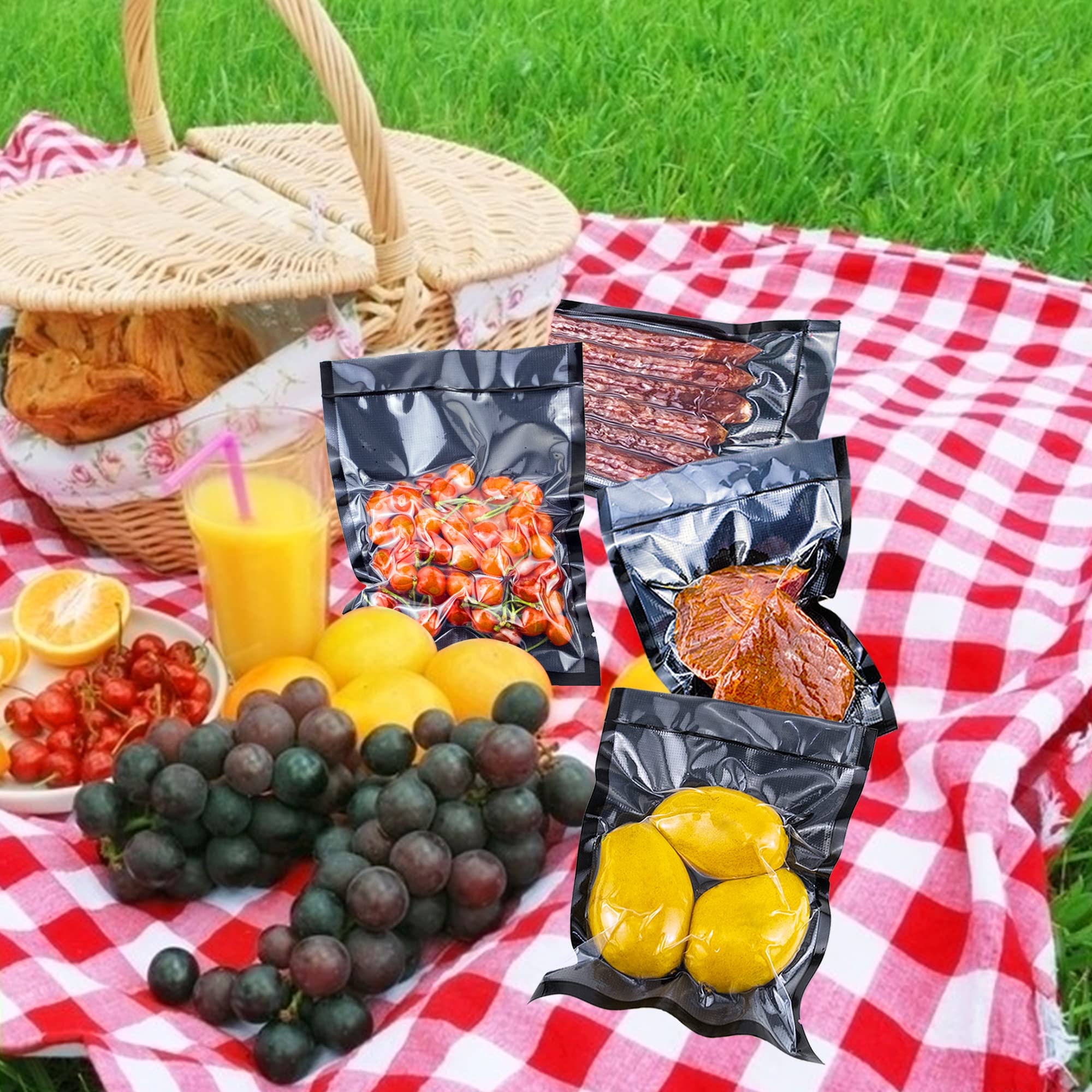 CANLENPK 4x6 Inch/10x15cm Vacuum Sealer Bags - 100 Pack Heavy Duty Food Storage Bags with Black Back & Clear Front | Airtight Seal for Meal Prep, Snacks, Fruits, Nuts | Freezer, Boil & Steam Safe | Perfect for Home Kitchen & Commercial Use