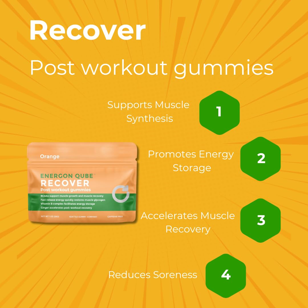 SGC Recover Performance Gummies - Post-Workout Recovery Supplement with BCAAs, Ginger & Glycogen for Muscle Repair, Energy Replenishment & Soreness Relief | Orange Ginger Flavor | Ideal for Athletes, Gym Enthusiasts & Active Lifestyles