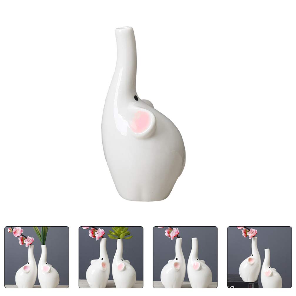 BESPORTBLE White Ceramic Cartoon Elephant Vase - Cute Flower Pot for Home Decor, Indoor Plant Holder, Unique Gift Idea for Housewarming, Birthday & Office Desk Decoration