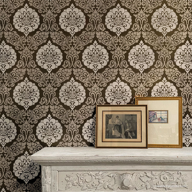 Constance Damask Wall Stencil - Reusable DIY Painting Template for Home Decor, Wall Art, and Furniture Makeover | Perfect for Bedrooms, Living Rooms, and Accent Walls