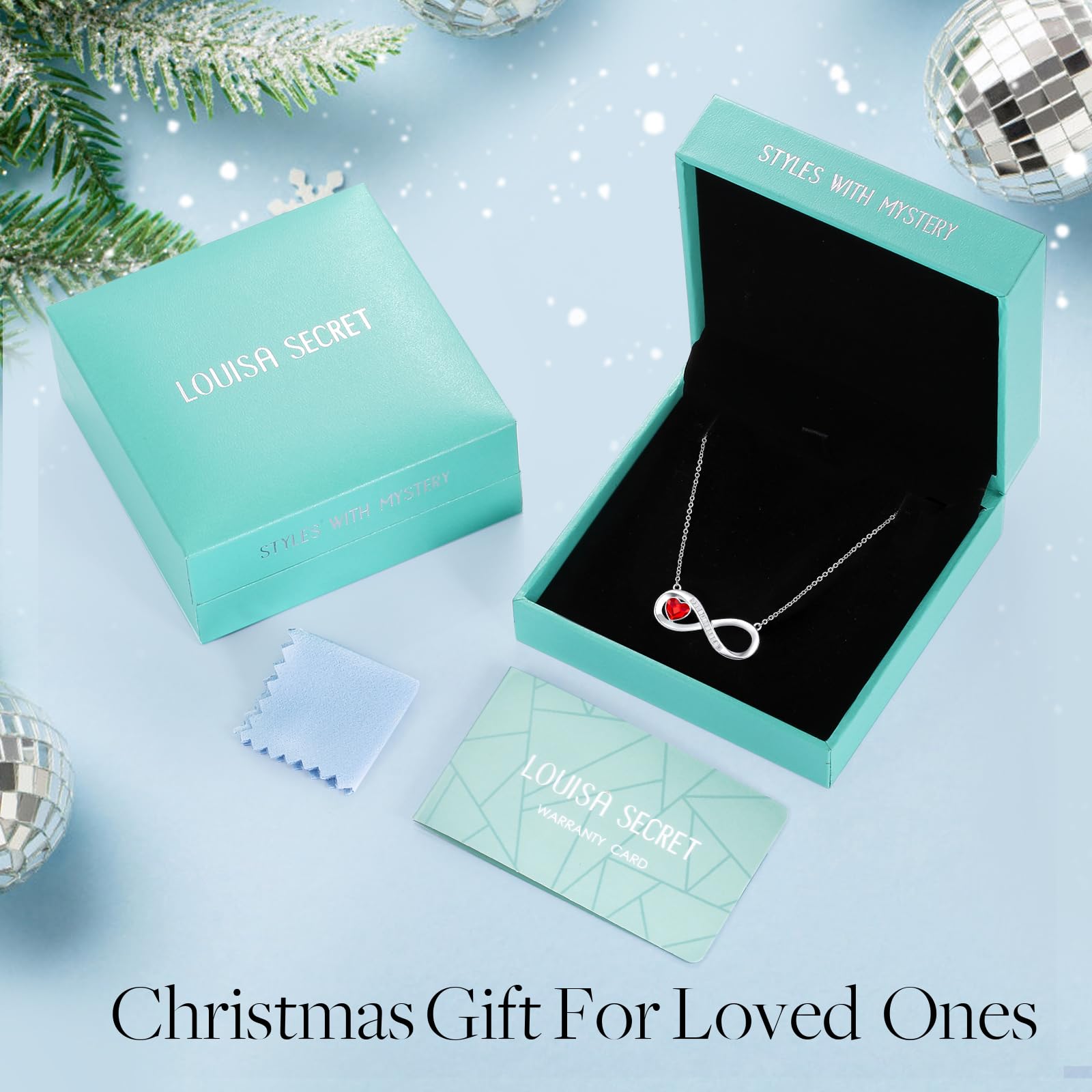 LOUISA SECRET Infinity Love Heart Crystal Necklace for Women - 925 Sterling Silver Pendant with Cubic Zirconia - Elegant Jewelry Gift for Wife, Mother, Sister, Daughter - Perfect for Birthday, Mother's Day & Christmas - Ideal for Date Nights, Anniversaries & Special Occasions