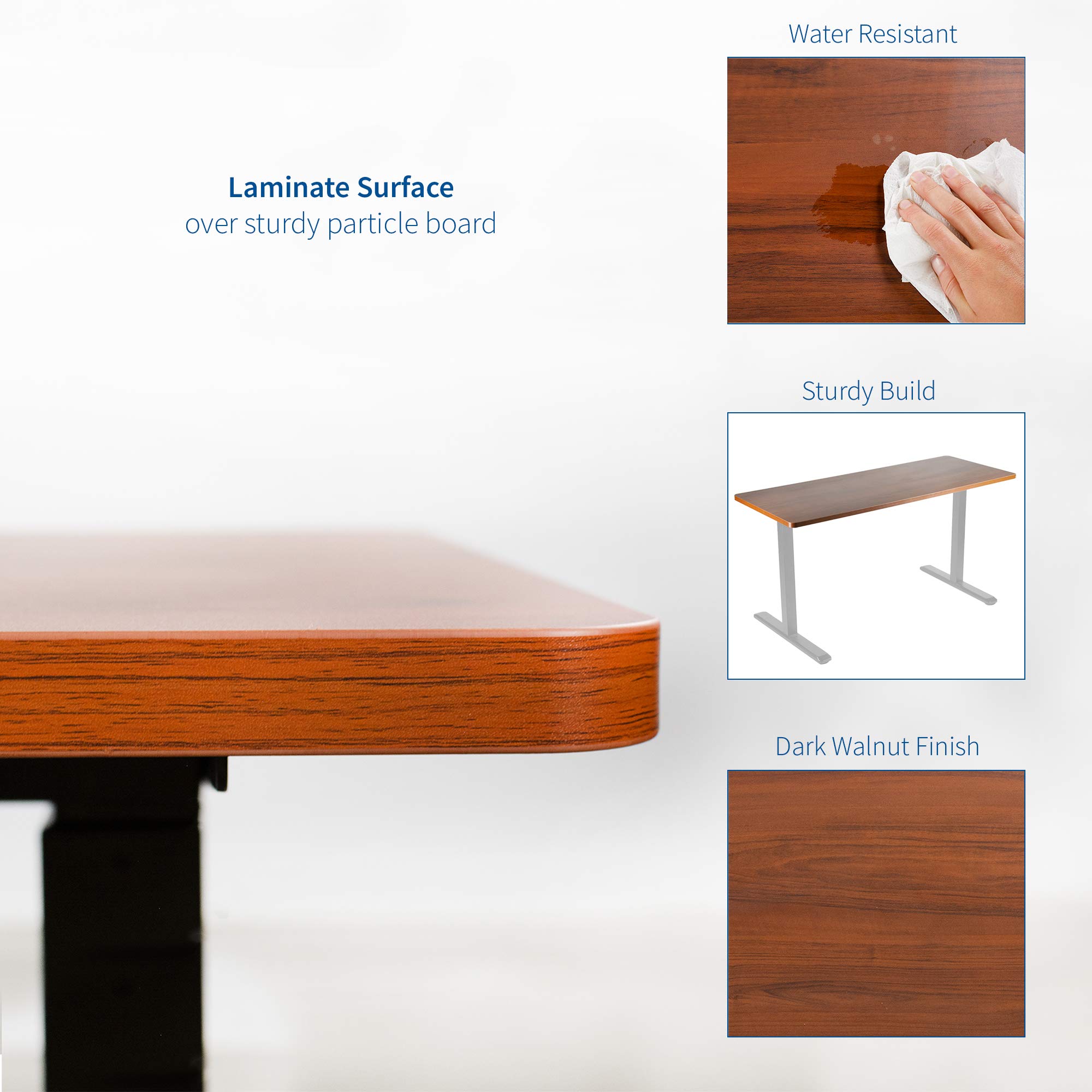 VIVO Dark Walnut 60 x 24 Inch Universal Solid Wood Table Top for Adjustable Height Desk Frames - Perfect for Home Office, Standing Desk & Workspace Setup