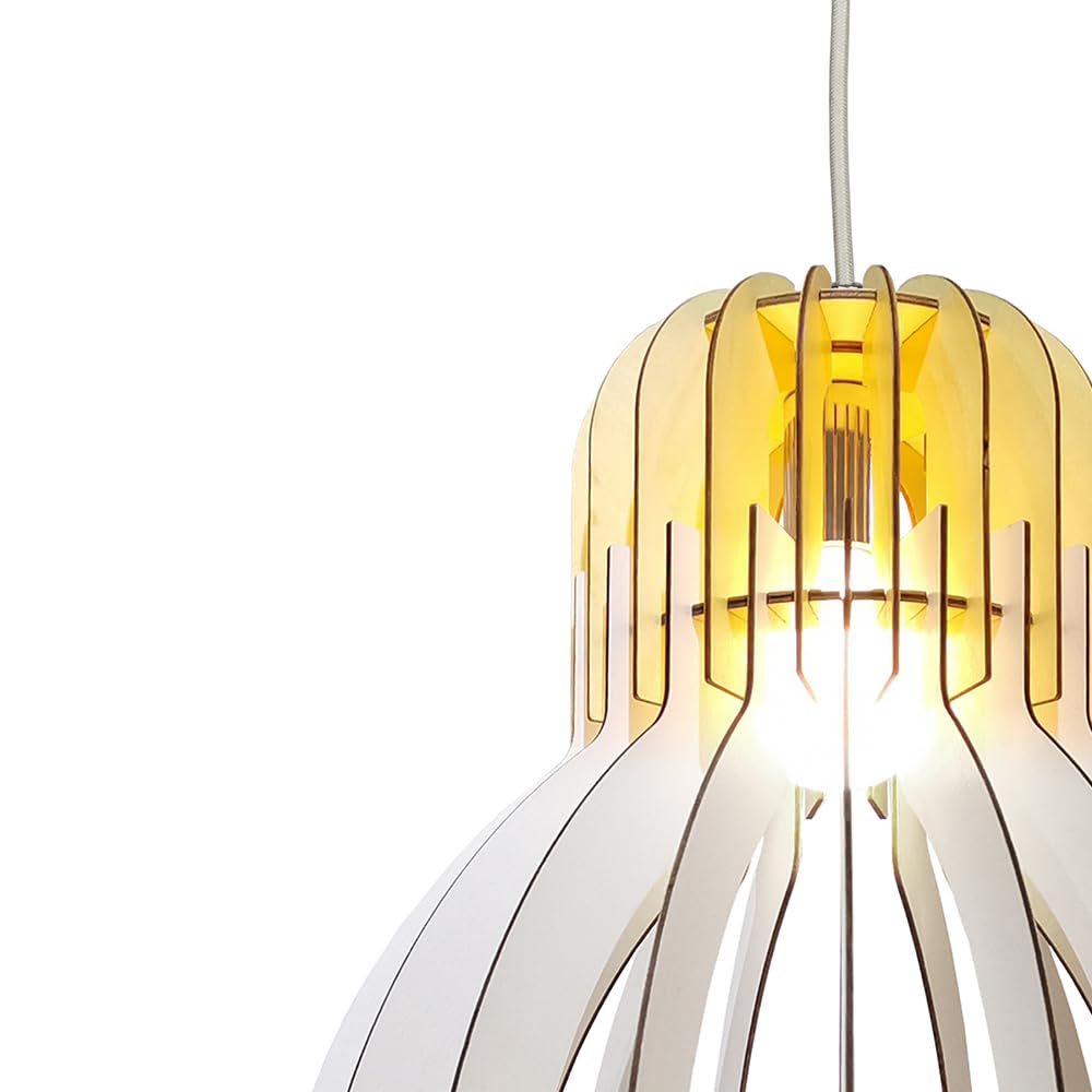 JU05P16WH 1-Light Single Pendant Light Fixture in White - Modern Minimalist Hanging Light for Kitchen Island, Dining Room & Bedroom