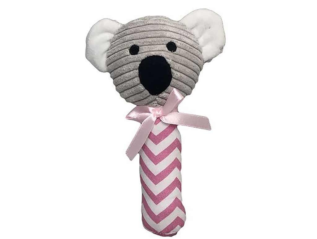 Koala Pink Baby Hand Rattle - Soft & Safe Infant Toy for Newborns 0-6 Months - Perfect for Early Development, Sensory Play & Tummy Time
