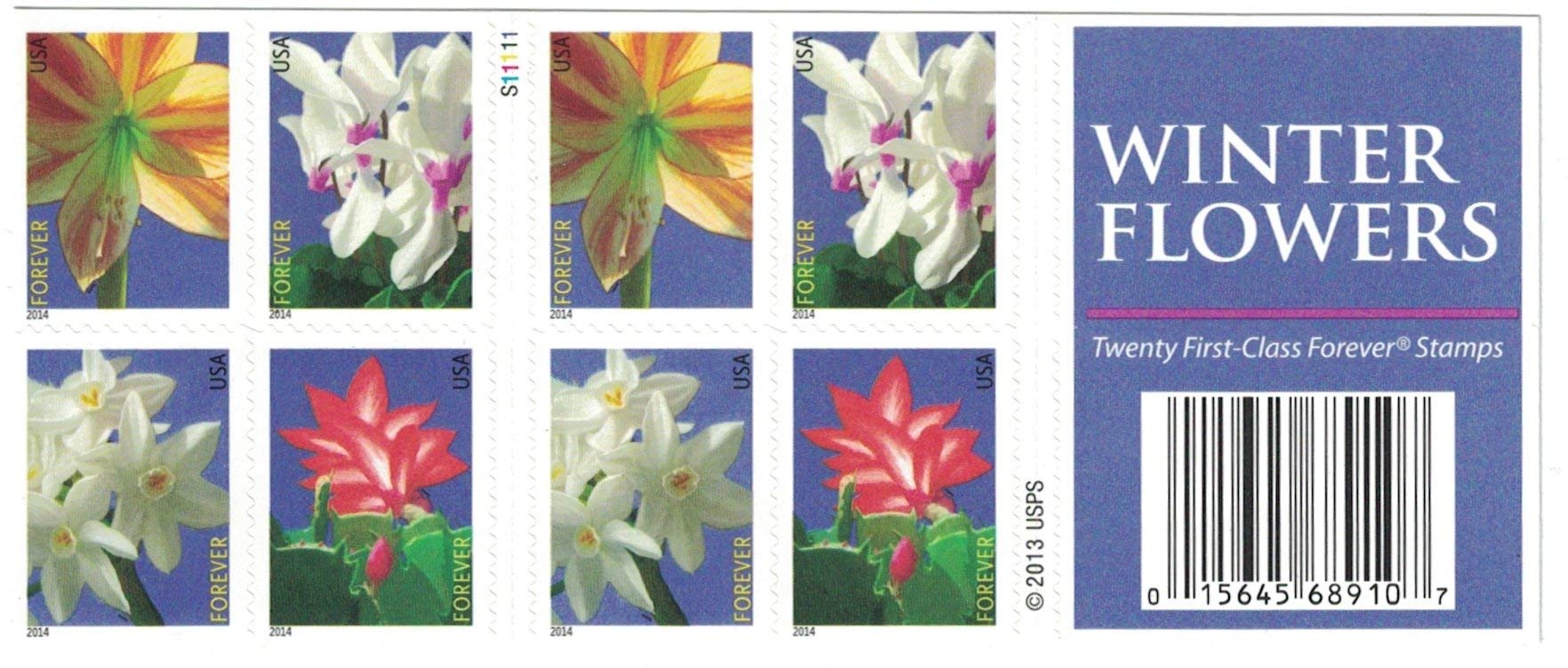 USPS Forever Postage Stamps - Winter Flowers Design - Booklet of 20 Stamps - Perfect for Holiday Cards, Wedding Invitations & Mailing Letters