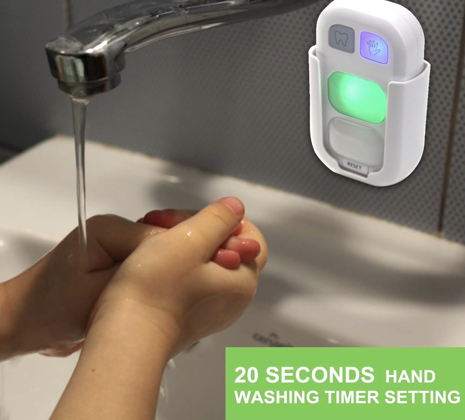 Kids Digital Tooth Brushing & Hand Washing Timer - Colorful LED Dental Toothbrush Clock with Completion Signal | Perfect for Teaching Children Proper Hygiene Habits in Bathroom & Bedtime Routines