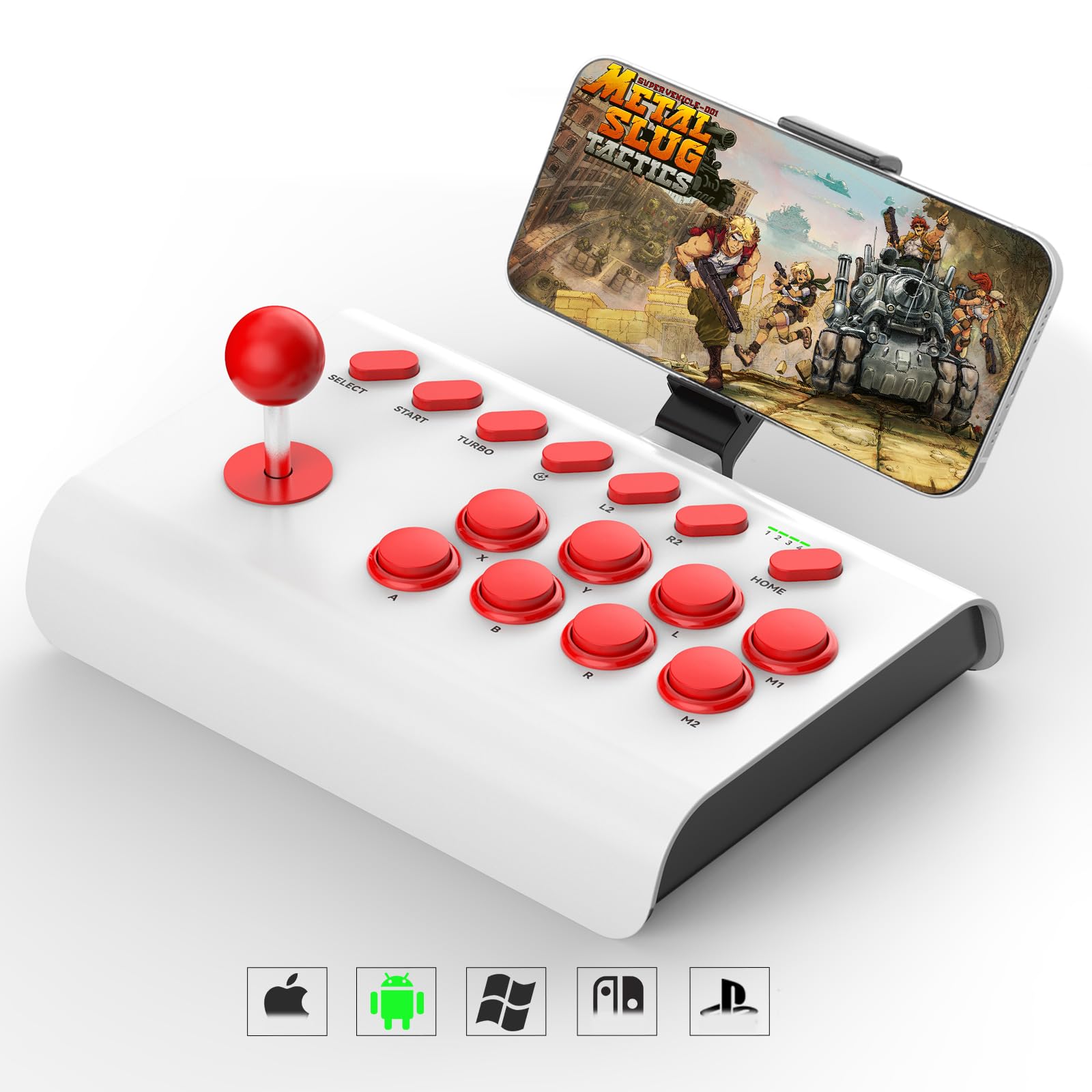 arVin Arcade Fight Stick Joystick - Universal Gaming Controller for Switch, PS4, PS3, PC, iPhone, iPad & Android | Turbo & Macro Programming | Phone Holder Included | Perfect for Emulators, Cloud Gaming & NeoGeo Mini | Enhance Your Fighting Games & Retro Gaming Experience