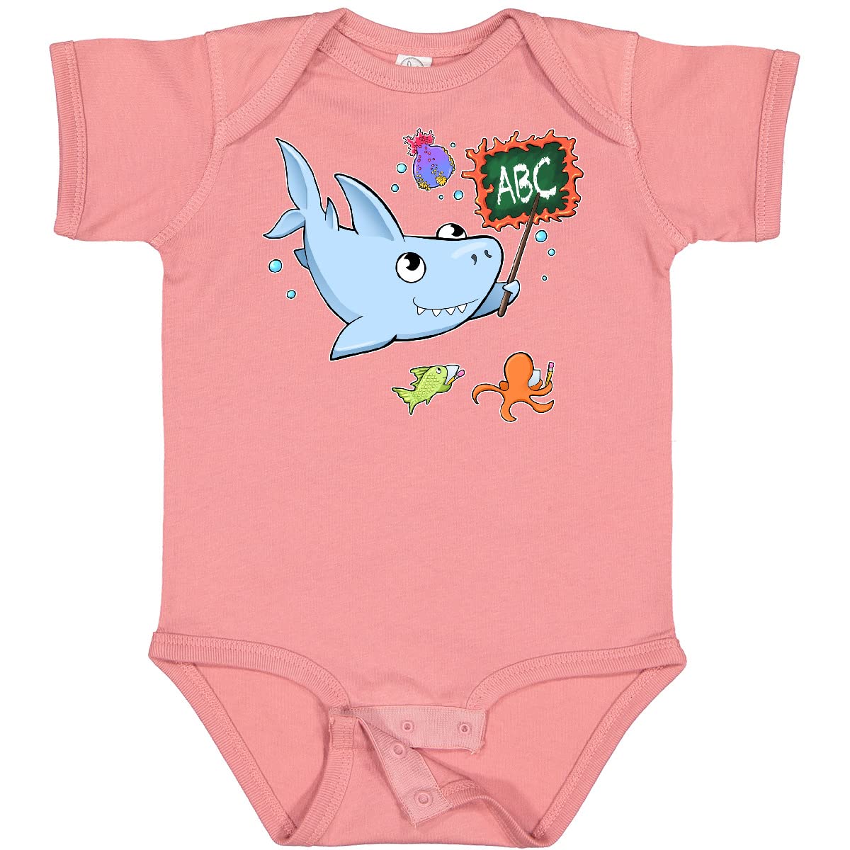 Inktastic Teacher Shark with School of Fish Baby Bodysuit - Cute Baby Onesie for Teachers, Shark Lovers & Classroom Themes | Perfect for Daycare, School Events & Baby Showers
