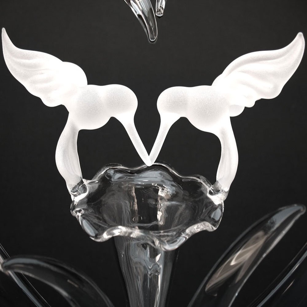 Hand Blown Glass Hummingbird Wedding Cake Topper - Elegant Decoration for Wedding Cakes, Anniversary & Bridal Shower Desserts